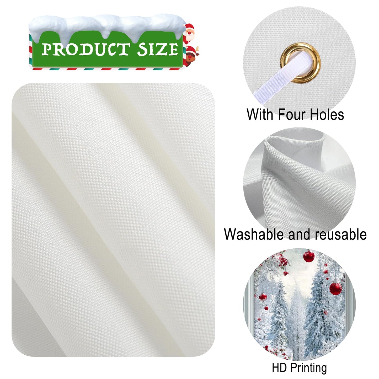 Nuxovilar Snow Scene Door Cover with Red Accents Background Winter Xmas Holiday Wonderland Decorations Party Supplies Hanging Banner for Home, Office, Indoor & Outdoor Use (35x71 Inches)