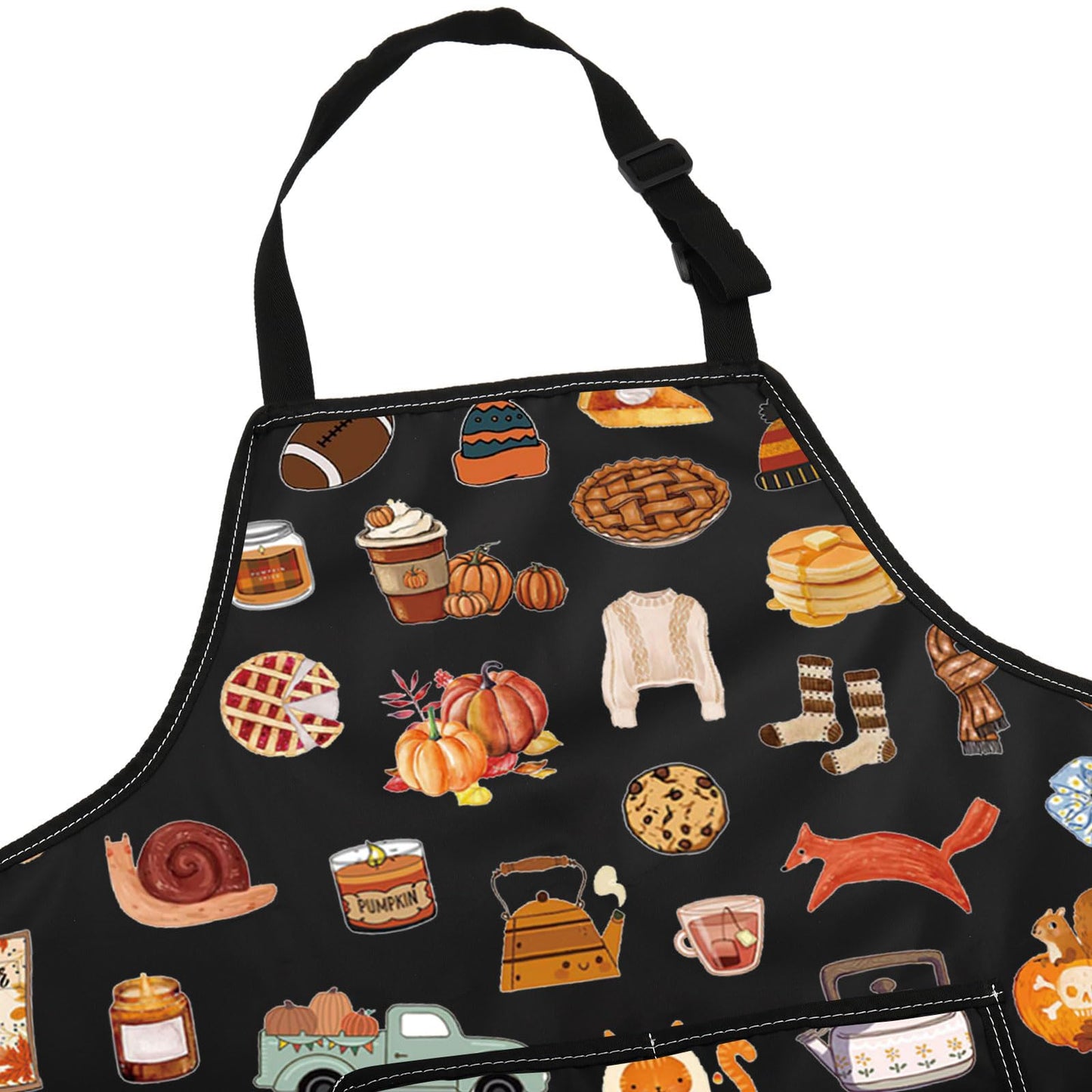 G2TUP Fall Vibes Kitchen Apron Autumn Apron With Pockets Pumpkin Season Apron Fall Theme Kitchen Gifts (CatSweater)