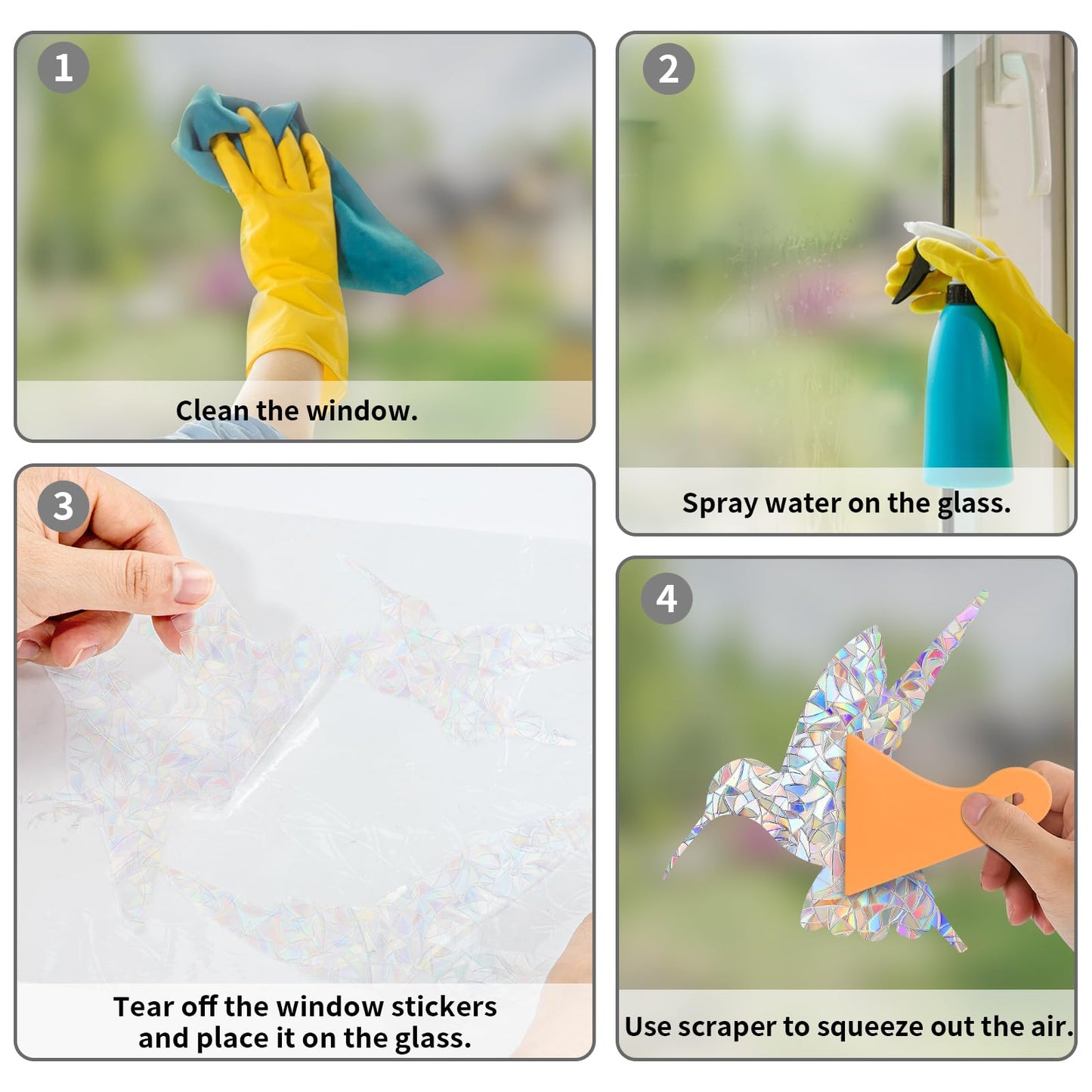 36 Pieces Window Decals for Bird Strikes, Window Clings Prevent Birds from Hitting Windows Suncatcher Stickers（Bird, Butterfly, Feather, Leaf