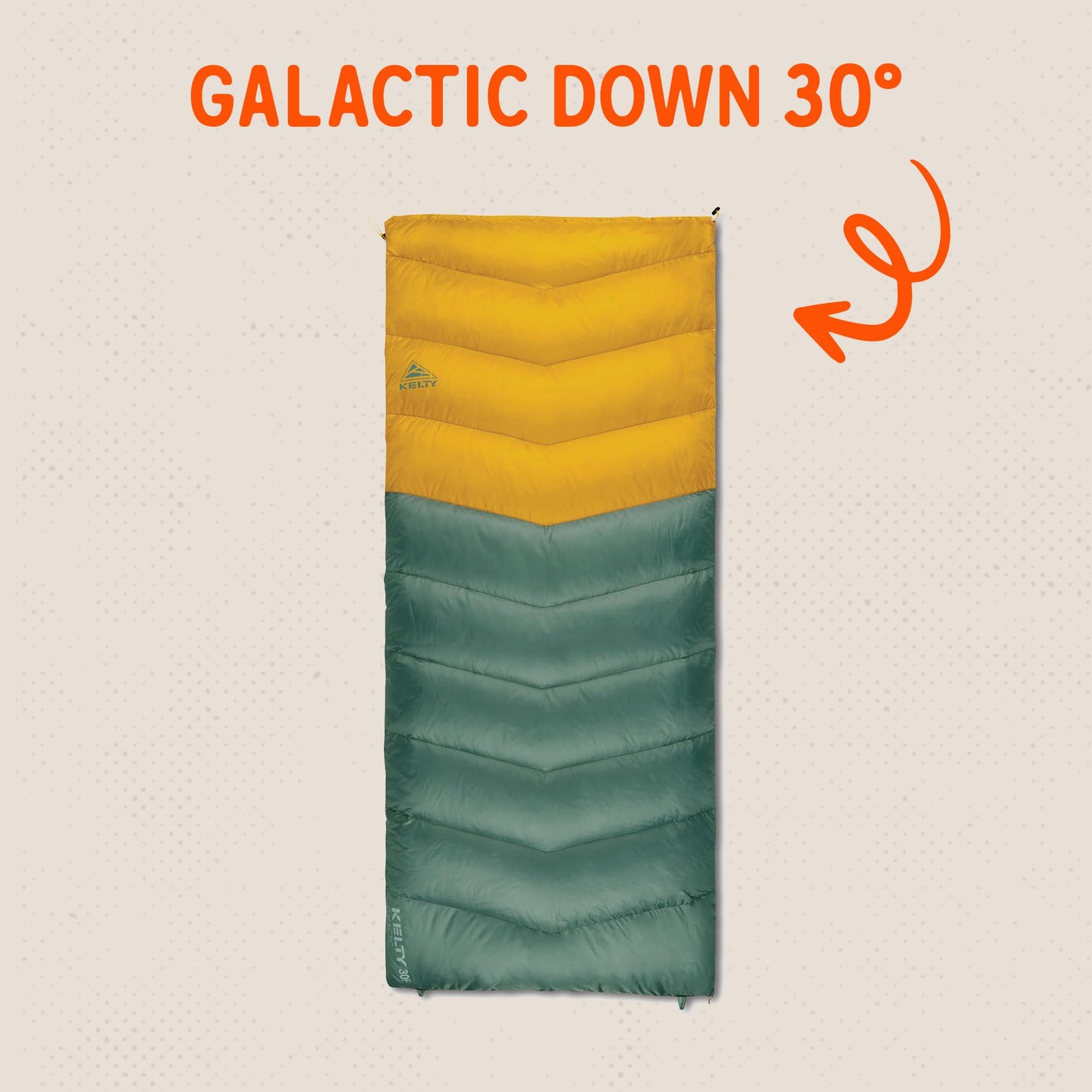 Kelty Galactic Down 30 Degree Sleeping Bag, 550 Fill Power RDS Trackable Down, Backpacking and Camping, Zip Together for 2P Sleeping Bag (Duck Green)