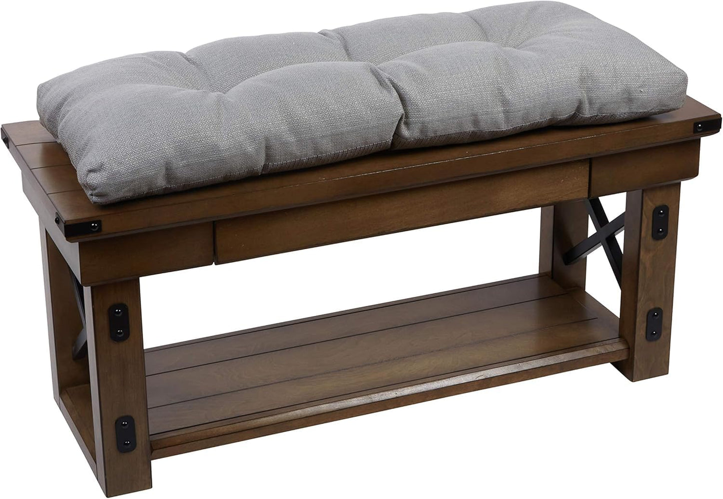 Klear Vu The Gripper Non-Slip Tufted Bench Cushion for Indoor Furniture, Assembled in USA, Entryway Storage, Bay Window, Corner Nook or Piano Seat, 35 Inches, Solid Gray