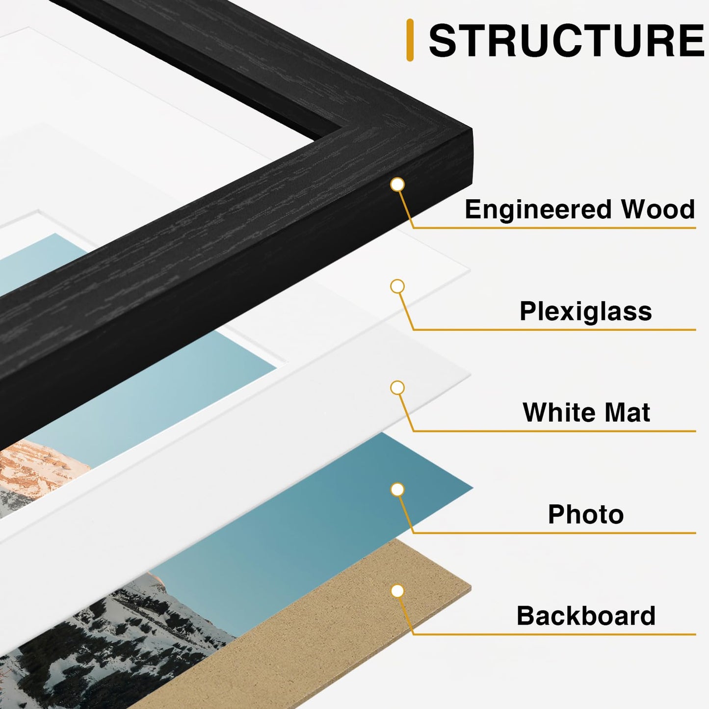 Vittanly 12 Pack Picture Frames Collage Wall Decor for Mounting or Tabletop Display, Gallery Wall Frame Set for Family, Multi Sizes Including 4pcs 8x10, 4pcs 5x7, 4pcs 4x6, Black