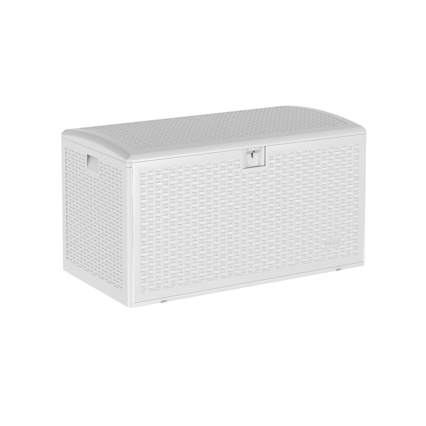 73 Gallon Waterproof Large Resin Deck Box Indoor Outdoor, Lockable Storage Container for Patio Furniture Cushions, Throw Pillows, Garden Tools, and Pool Floats, White