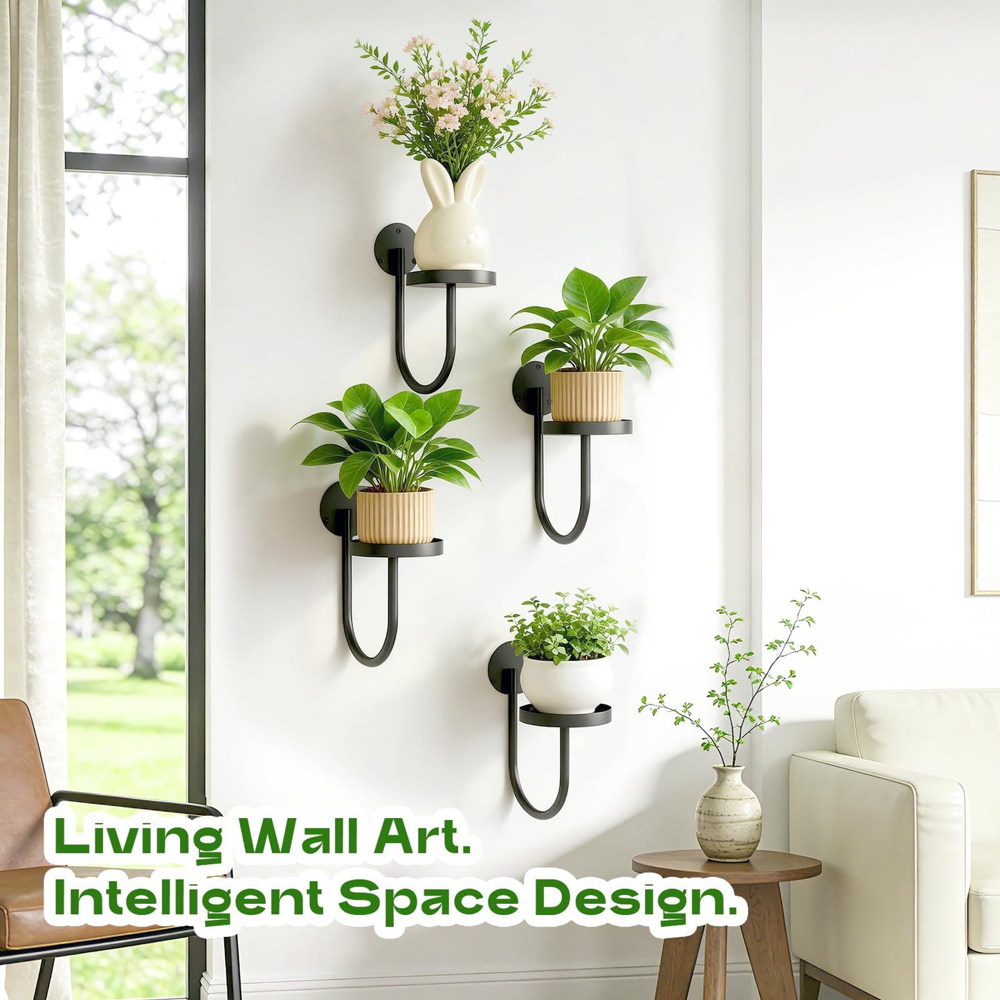 Hanging Planters for Indoor Plants with Garden Shears, 4 Pack Modern Wall Plant Holder & Plant Hanger Indoor, Metal Hanging Planter Set, Window Hanging Plant Holder & Plant Hanger for Home Decor