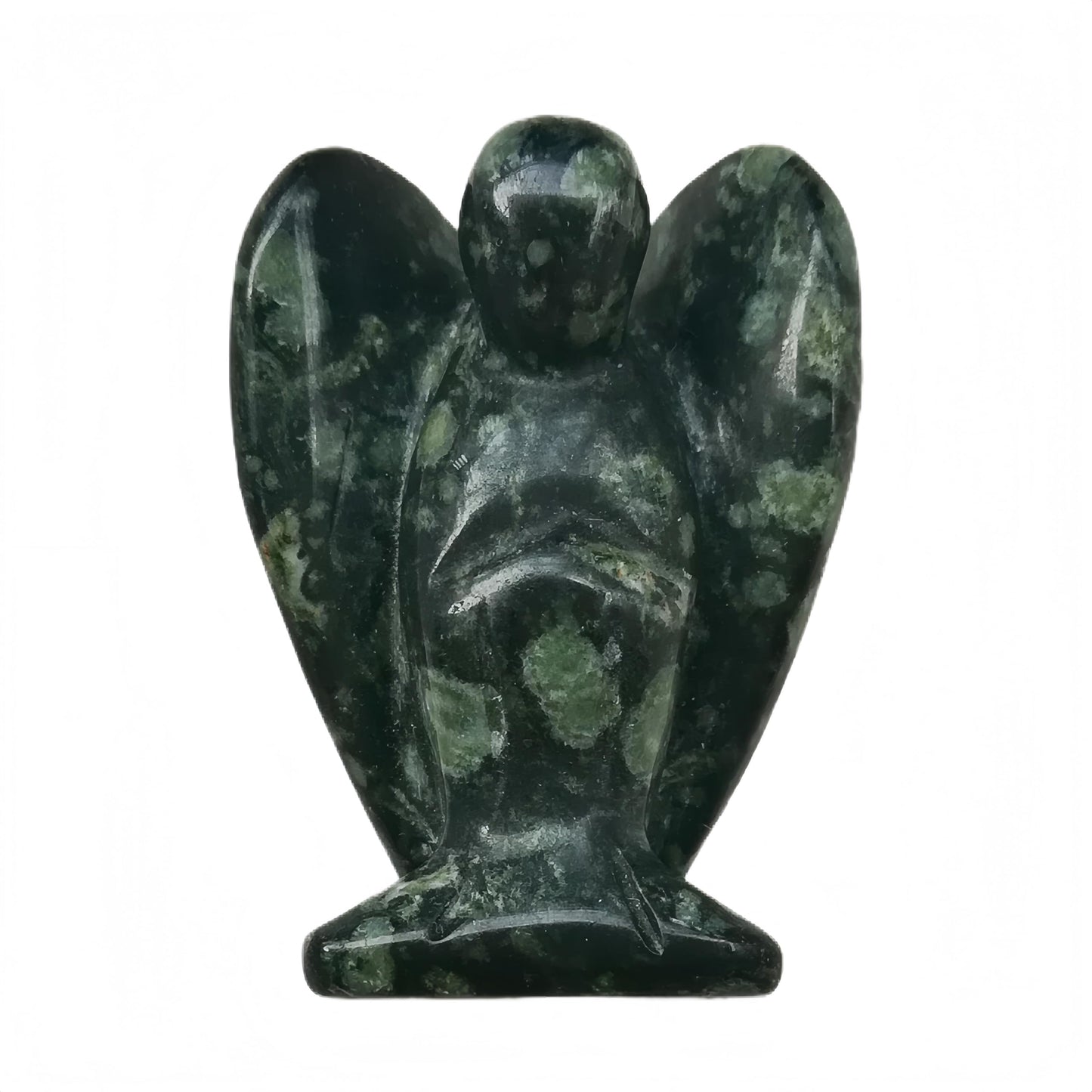 Afucats Natural Kambaba Jasper Healing Guardian Angel Indoor Decorative Stone,1.5 Inches Carving Pocket Palm Statue,Gift for Her Christmas Décor