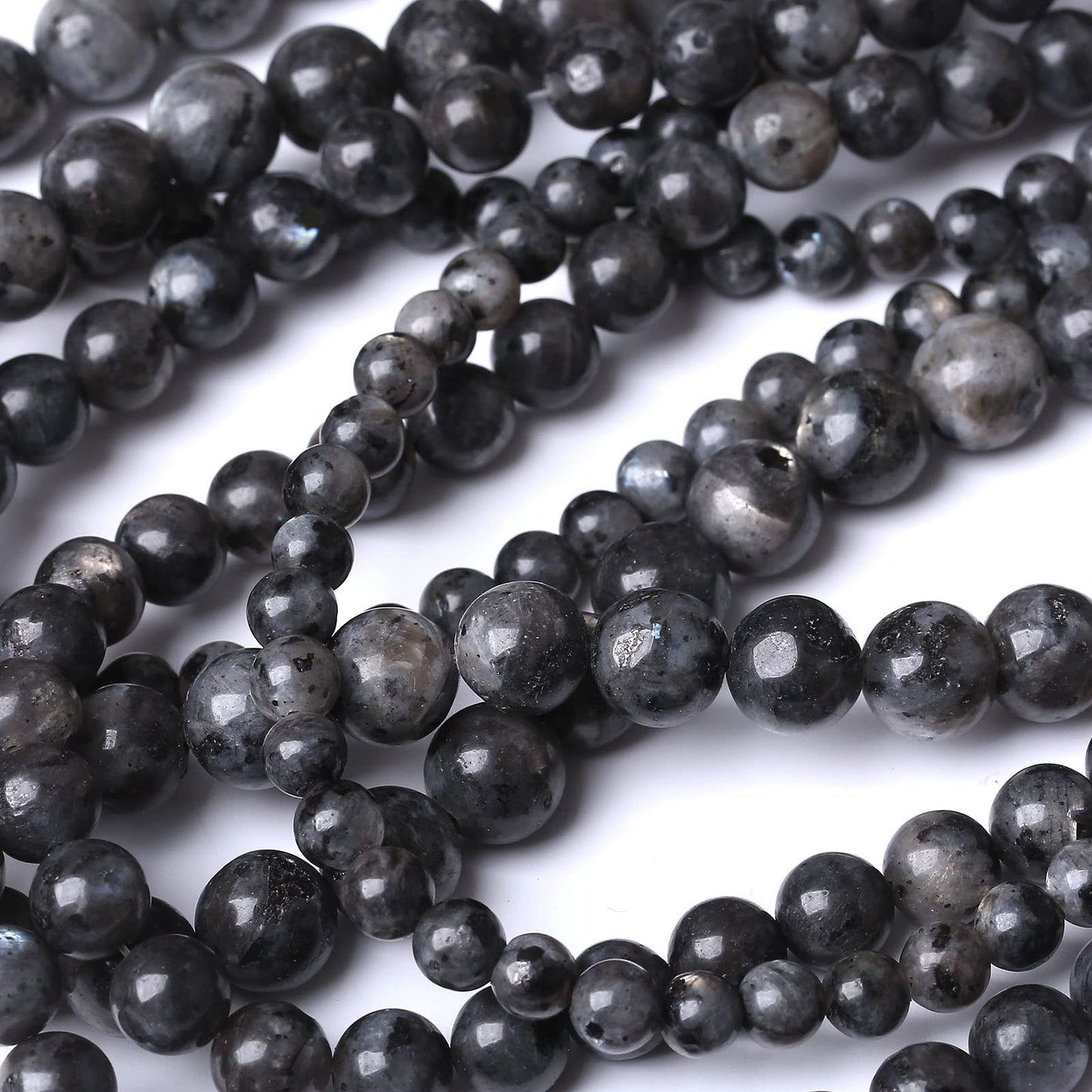 60PCS 6MM Natural Black Labradorite Beads Round Loose Stone Beads for Jewelry Making DIY Energy Stone Healing Power Bracelet 15"