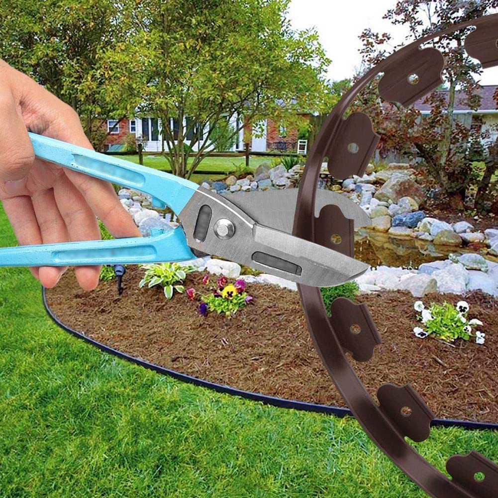 20FT Brown Landscape Edging No Digging Garden Edging Kit Include 18 Spikes, Premium Yard Edging Fence with One Spike per Feet