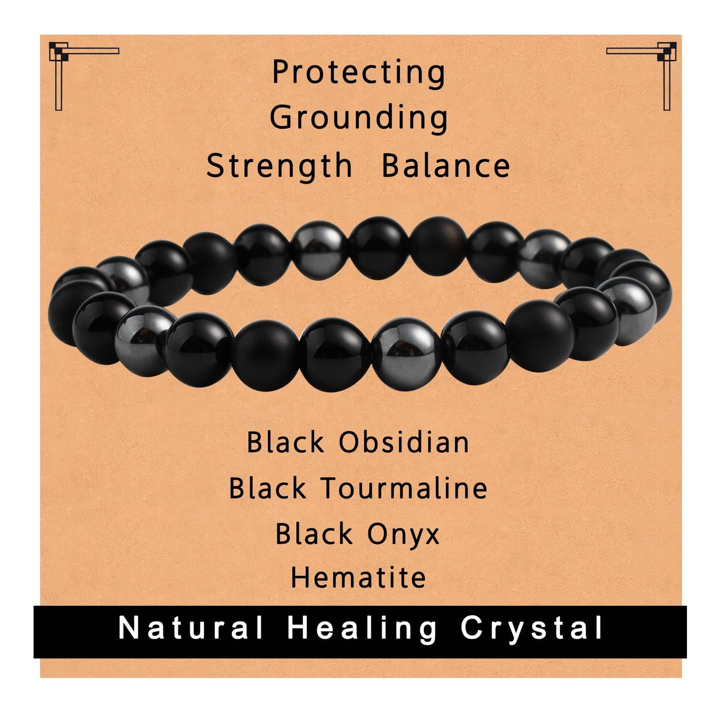 Gracayfr Black Tourmaline Protection Bracelet Empath Obsidian Onyx Triple Natural Stone Healing Crystals Spiritual Gemstone Stretch Bead Hematite 8mm