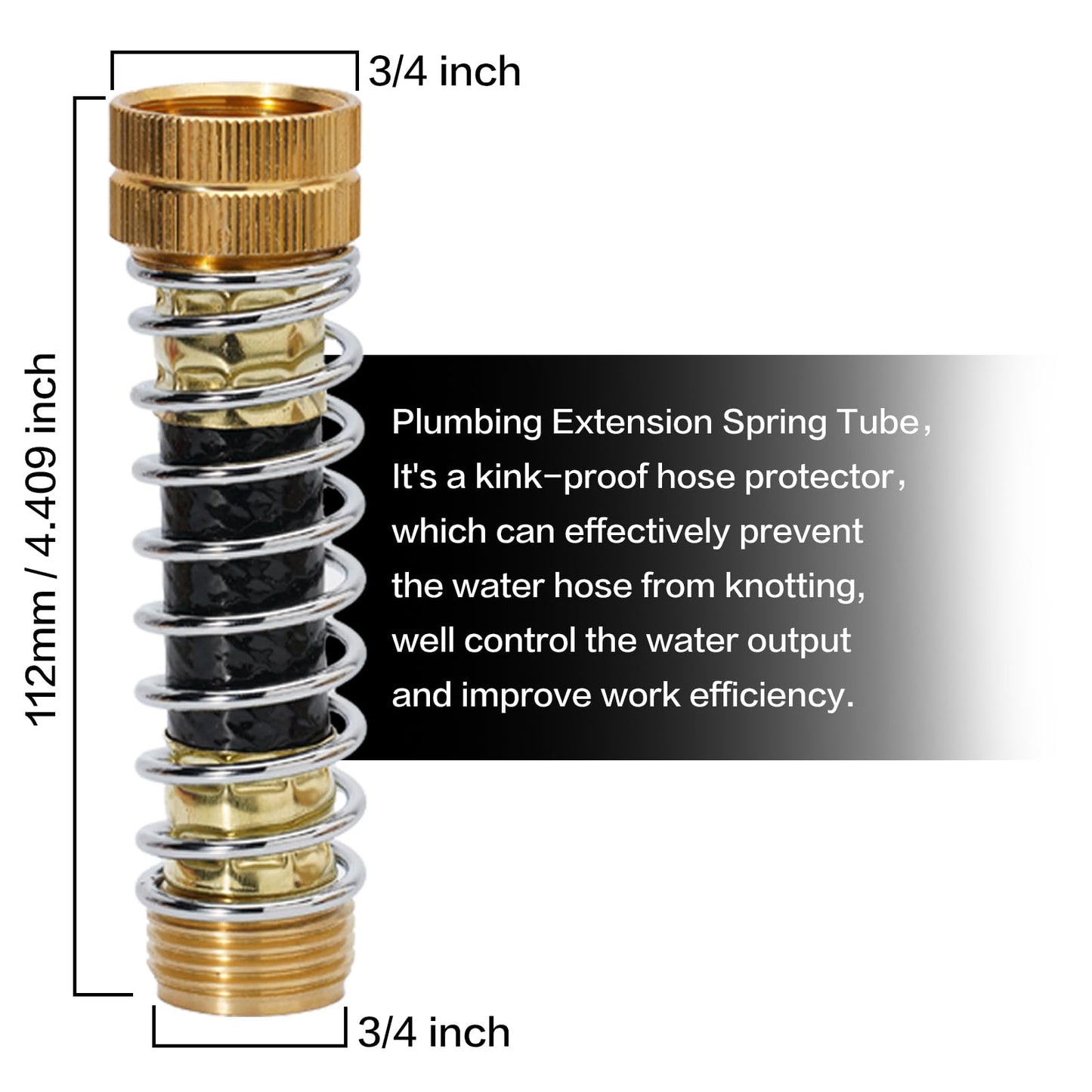 Hose Splitter 2 Way, Y-Valve Water Spigot Splitter, High Flow Faucet Splitter, 3/4" GHT Thickened Hexagonal Water Inlet with 2 Garden Hose Coiled Spring Protectors and 2 More Extension Handles
