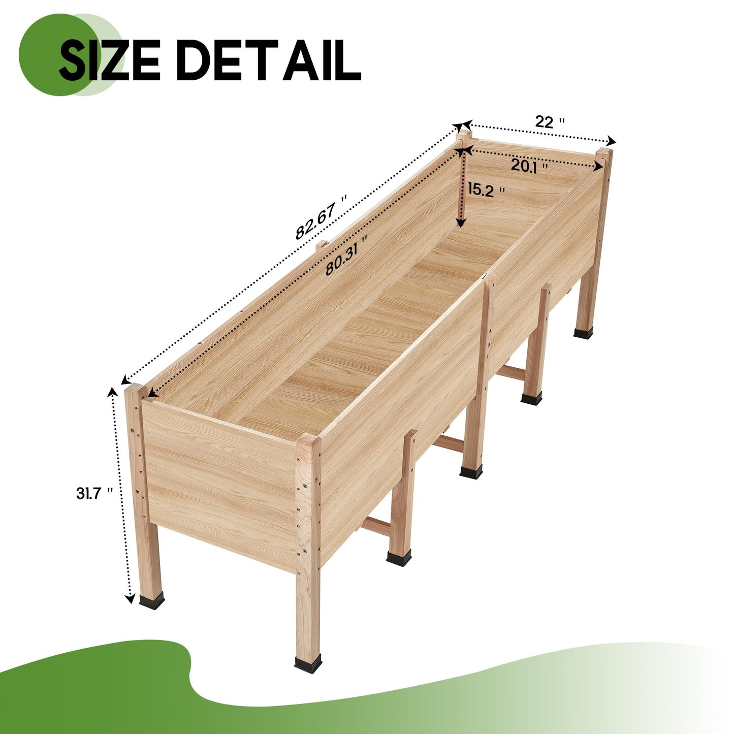 AMERLIFE 7x2 Ft Raised Garden Bed with Legs and Drainage Holes, 16 Inch Deep Elevated Wood Planter Box for Vegetables, Flowers, Herbs, Balcony, Patio, Backyard