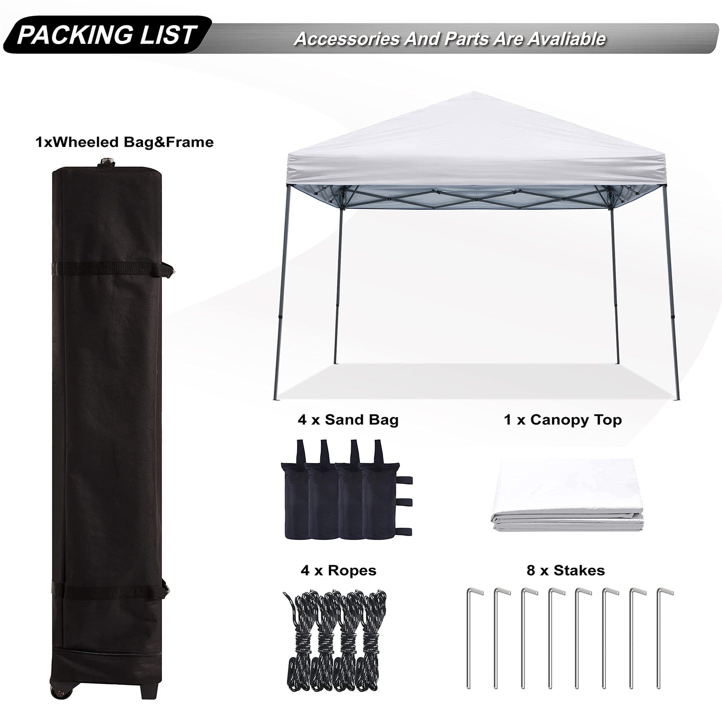 ABCCANOPY Stable Pop up Outdoor Canopy Tent 12 x 12 ft Base / 10 x 10 ft Top, White