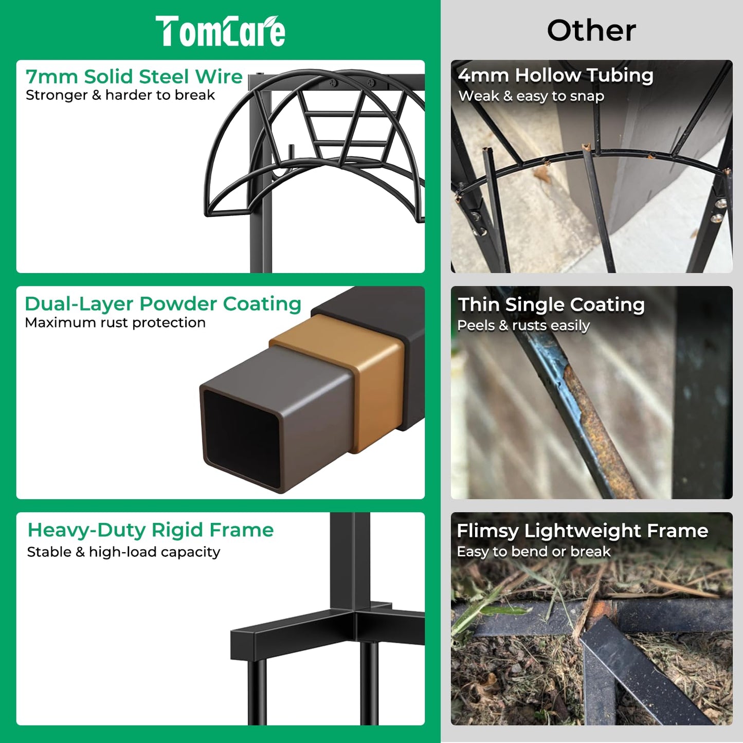 TomCare Garden Hose Holder 4 Spikes Garden Hose Reel Hose Stand Upgraded Water Hose Storage with Tool Hooks Garden Hose Hanger Organizer Holds 160ft Hoses for Outside Yard Lawn, Black