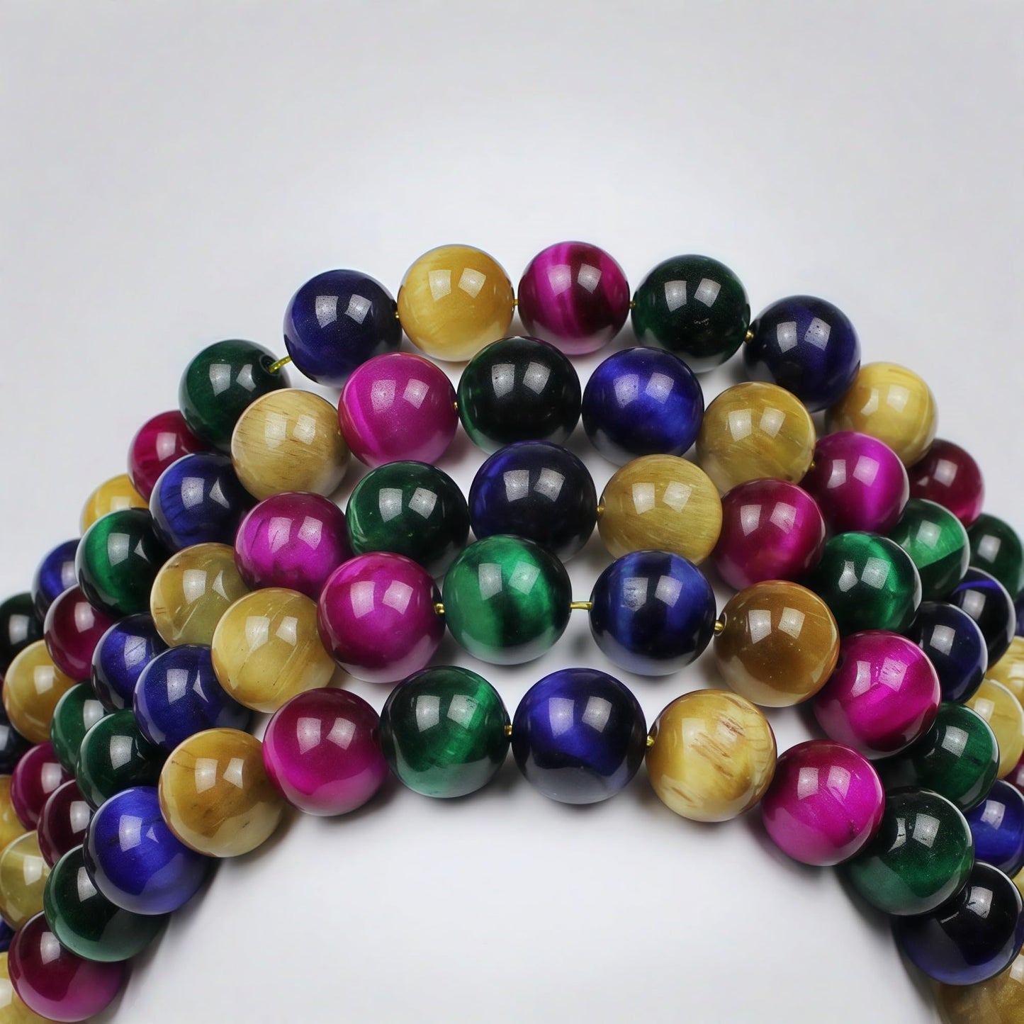 MJDCB Stone Beads 8mm 43pcs Round Mixed Color Tiger's Eye Loose Gemstone Bead Charms for Jewelry Making Bracelet Necklace Earring Pendant