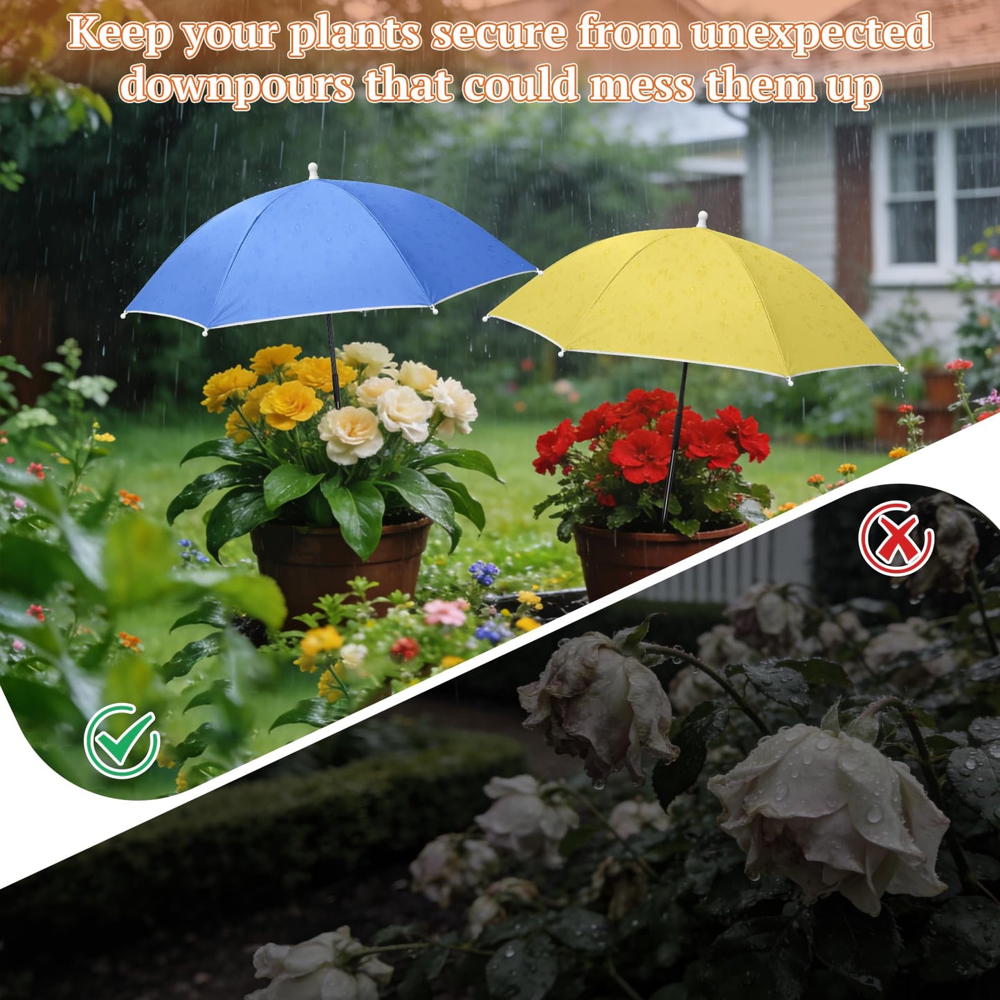Tryly Plant Umbrellas for Outdoor Plants, Garden Umbrella Shade for Potted Plants and Garden Beds, Provide Shade to ‌Defend Plants From Blazing Sun (1Green 1Yellow)