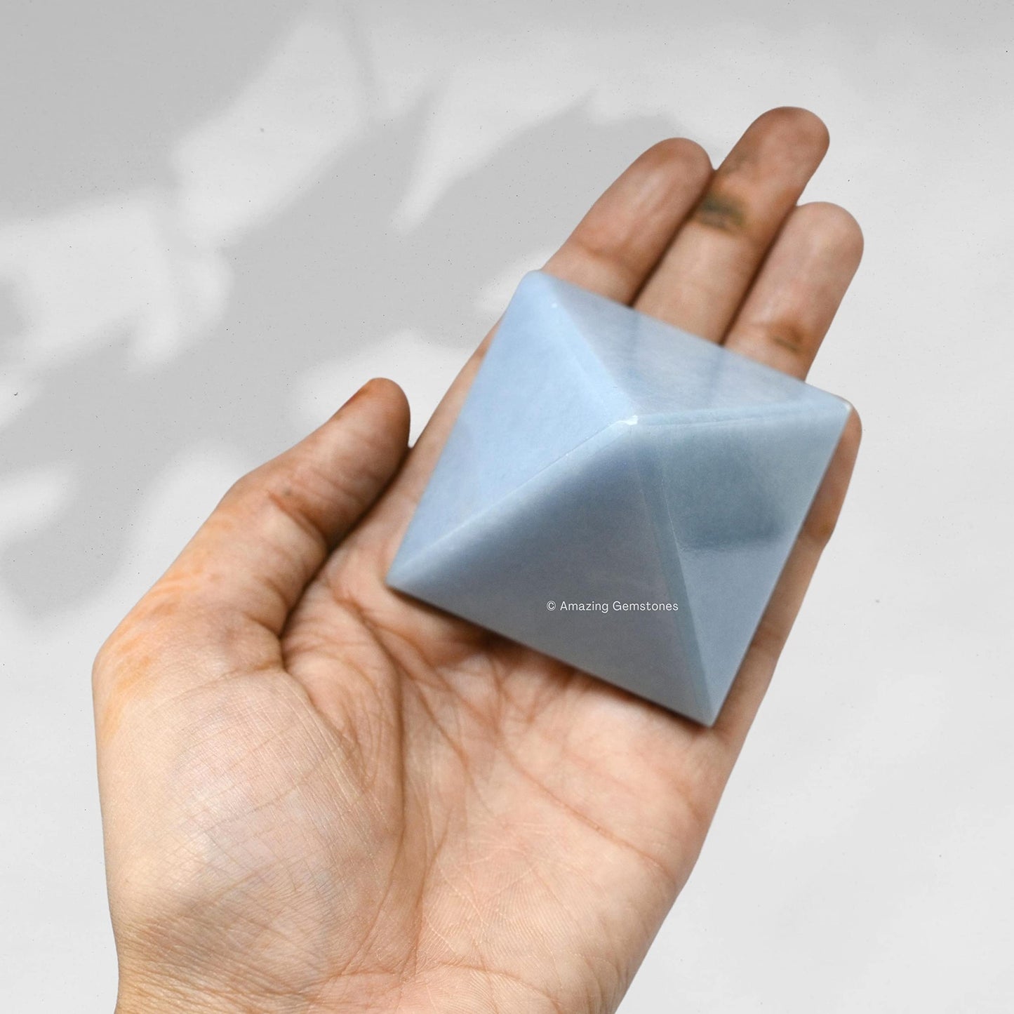 Amazing Gemstone Angelite Pyramid Crystal Healing Stones - 2" Great Pyramid Figurine of Natural Stone Pyramid for Meditation, Reiki, Chakra Balancing and Crystal Pyramids Grid