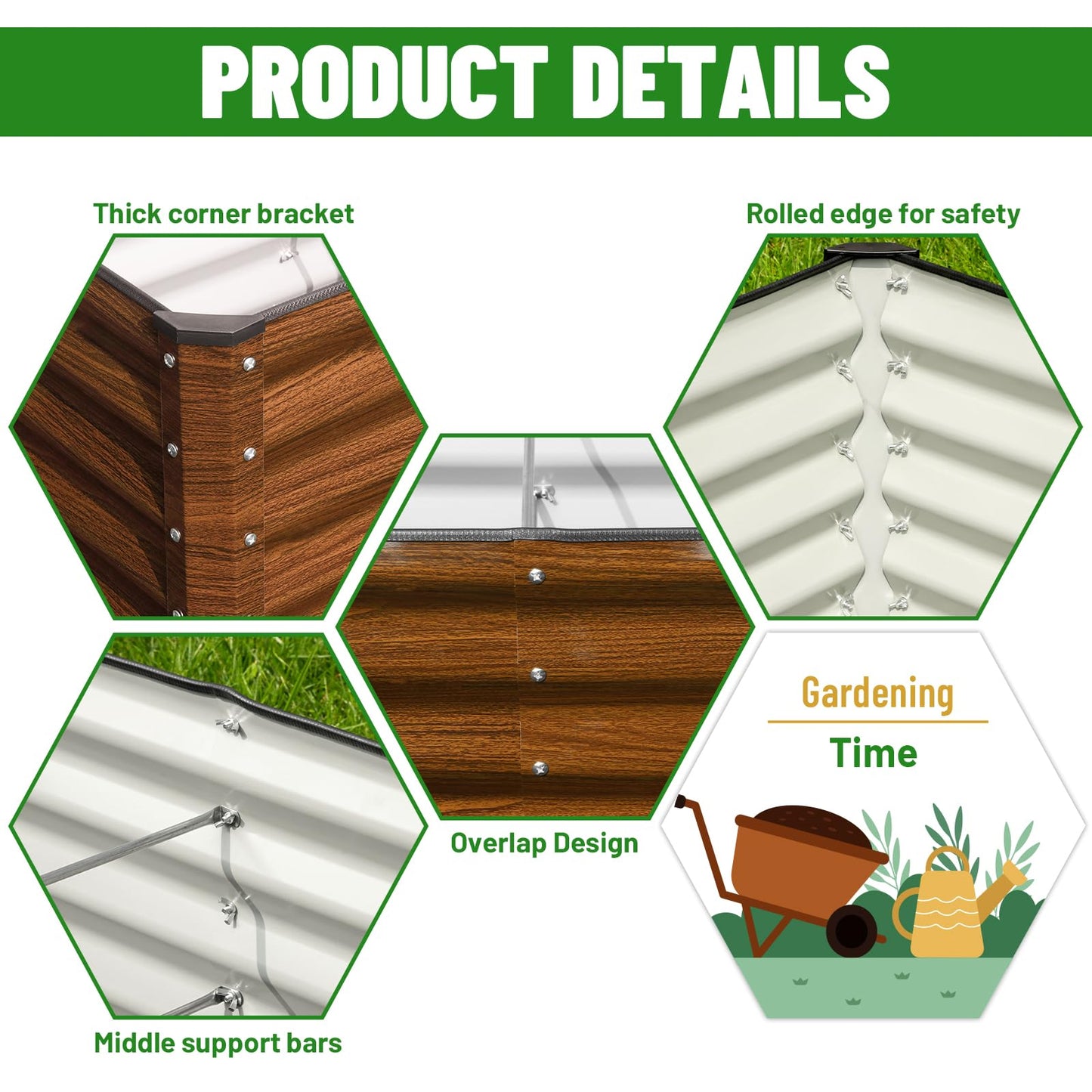 SnugNiture 6x2x2FT Galvanized Raised Garden Bed Kit, Metal Planter Box for Planting Plants Vegetables, Brown