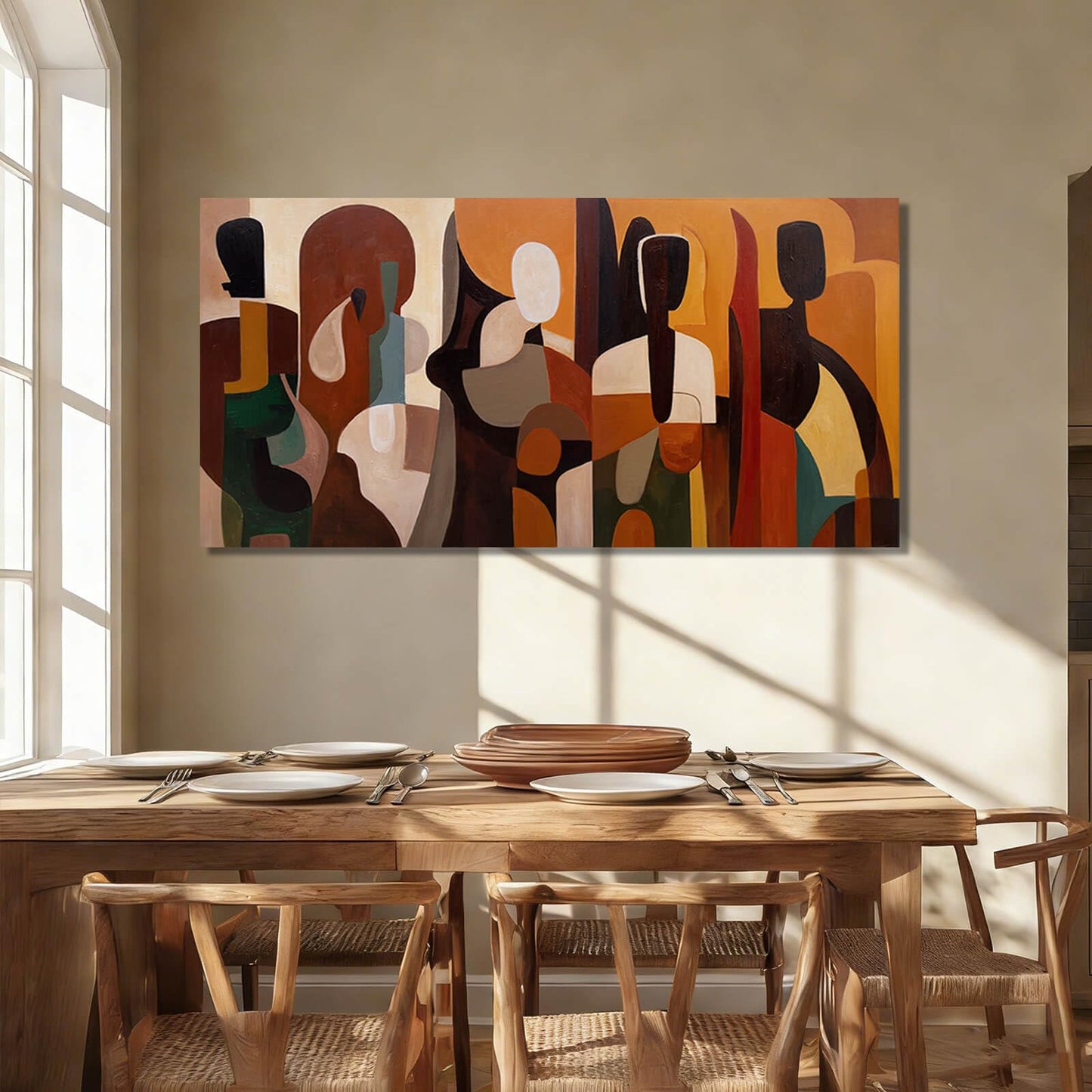 Abstract Wall Art Decor Framed Neutral Wall Prints for Office Geometric Graffiti Canvas Pictures for Dining Room Wall Decor for Living Room 24x48 Inch
