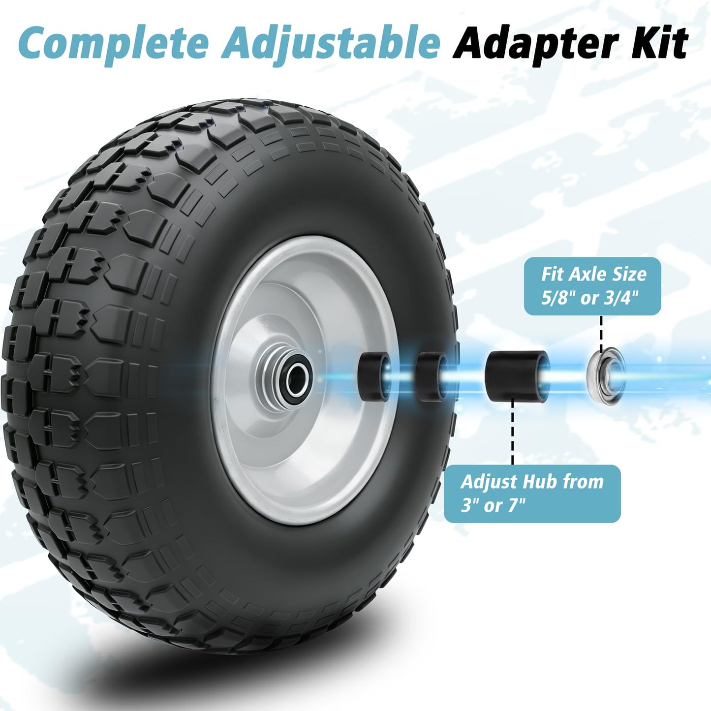 Sutmorly 4.00-6 Tire and Wheel Flat Free,13" Solid Tires with 5/8" Axle Bore Hole and Double Sealed Bearings, Perfect for Wheelbarrow, Garden Cart, Wagon, Dolly (1 Pack)