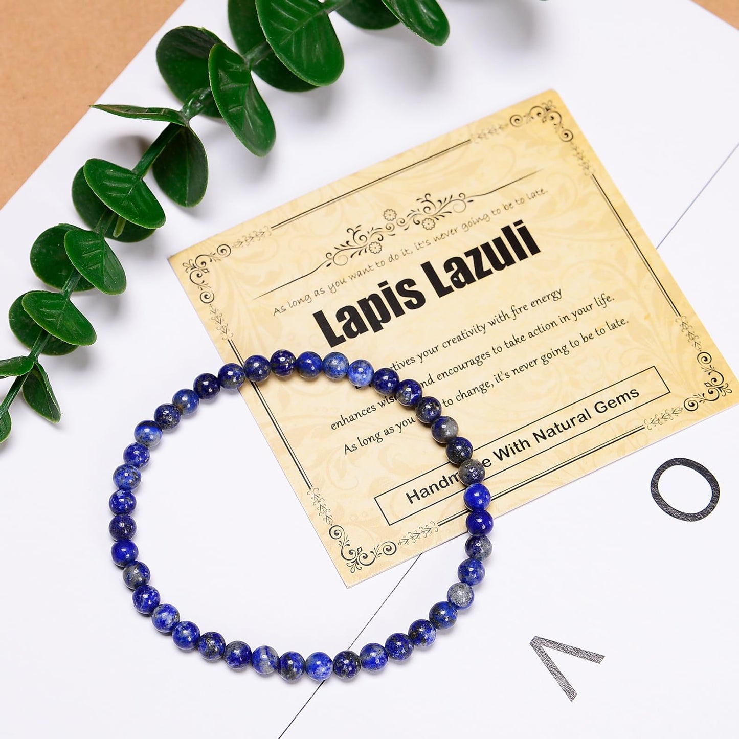 CHCCOYE 4mm Natural Healing Gemstone Bracelet Handmade Yoga Stretch Elastic Bracelet Stress Relief Crystal Jewelry for Men and Women (4mm Lapis Lazuli)