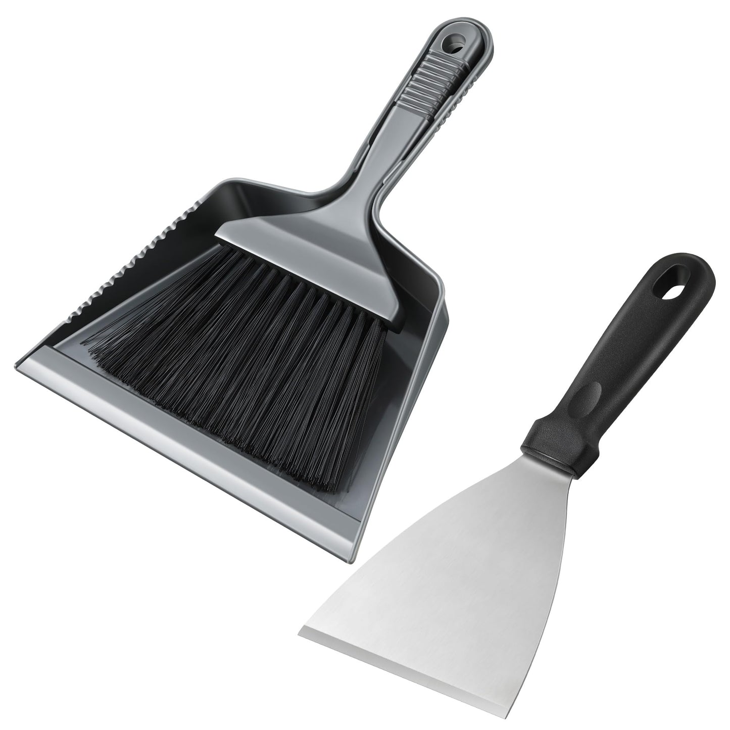 Gulfmew 3 Piece Pellet Grill Ash Cleaning Kit, Includes Large Dust Pan, Soft Bristle Brush and Metal Scraper for Easy Removal of Ash, Debris and Grime
