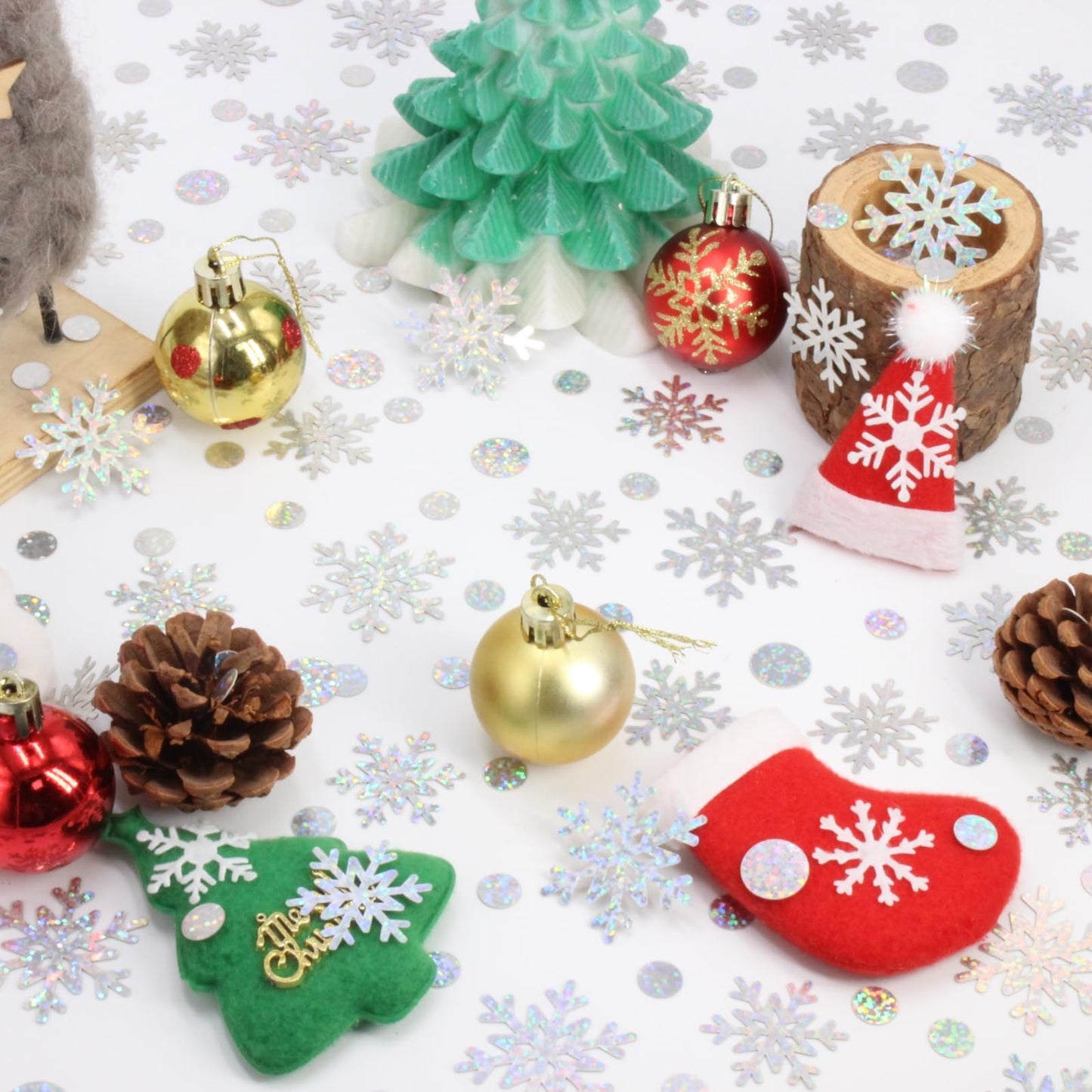 Blopee Snowflake Confetti, 300 PCS Christmas Confetti for Winter Wonderland Party Decorations, holographic Snow Table Scatter for Winter Wonderland Baby Shower Decorations