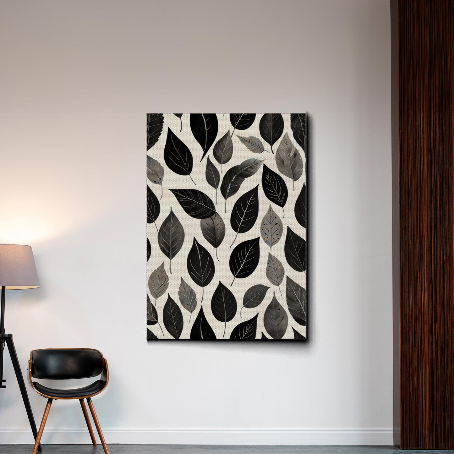 Canvas Print Scandinavian Folk Art Black and Beige Abstract Botanical Wall Art for Scandinavian Home Decor Decor Canvas, Decor