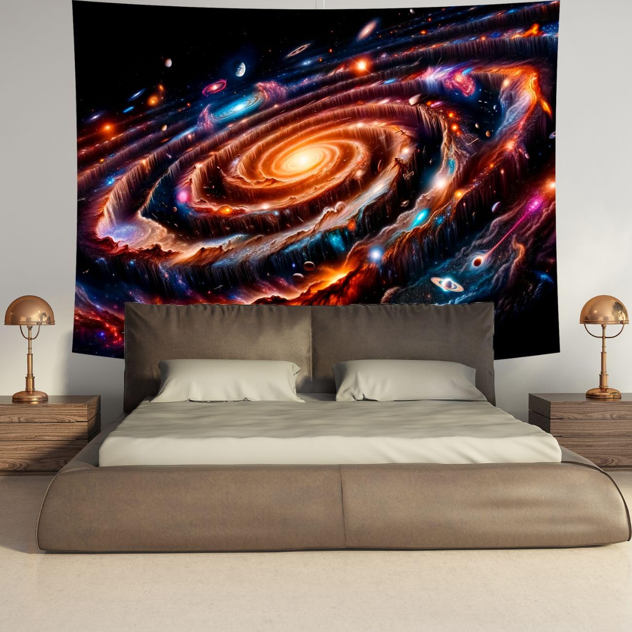 Delur Galaxy Tapestry Spiral Universe Planet Starry Sky Wall Hanging Tapestry Outer Space Nebula Cosmic Psychedelic Abstract Headboard for Bedroom Living Room Home Decor (51.2" x 59.1")