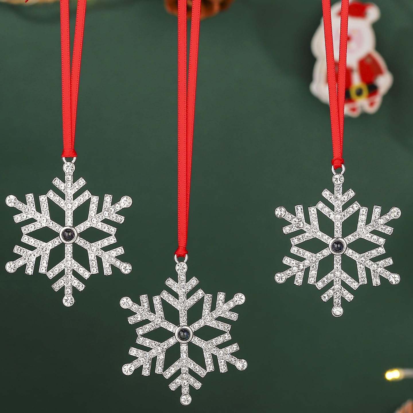 3PCS Metal Snowflake Christmas Hanging Ornaments Set Christmas Tree Ornaments Decorations Xmas Glitter Hanging Ornaments Gifts Birthdays Winter Parties Home Holiday Decor (Snowflake,3)