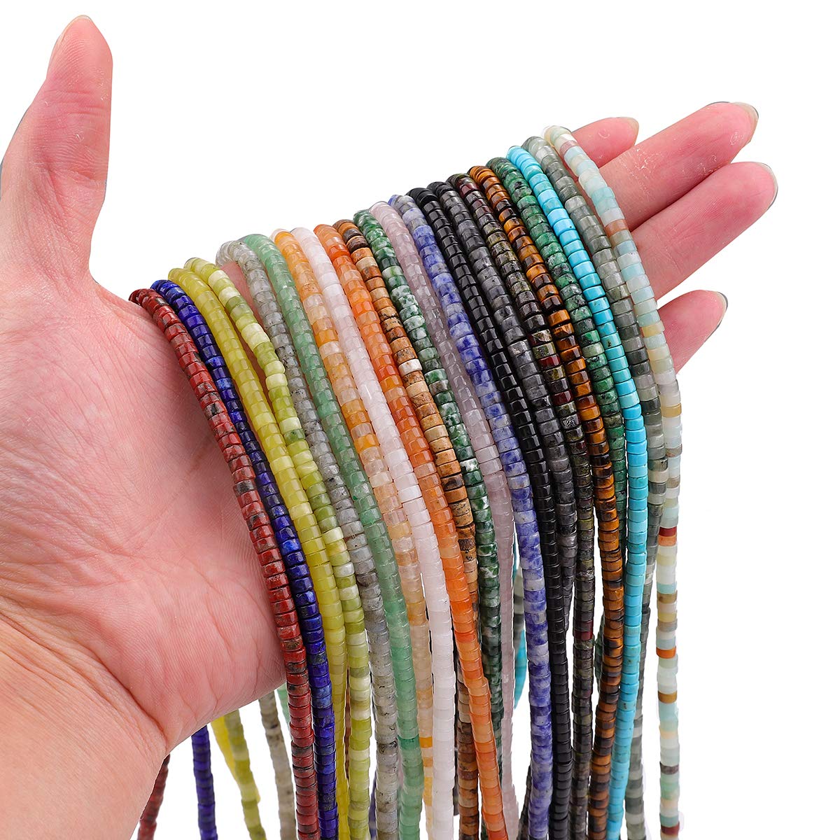 BEADIA Natural Yellow Tiger Eye Spacer Beads Caps Loose Semi Gemstone for Beading Jewelry Making 4mmx2mm 38cm