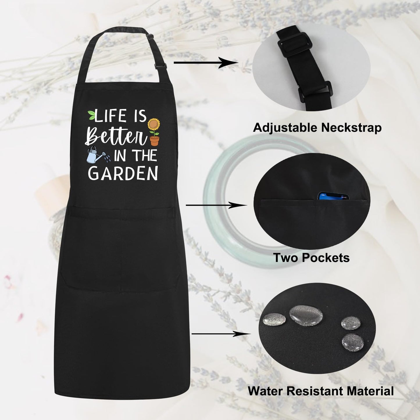 Oxpaynop Gardening Apron for Women with Pockets, Cute Garden Apron for Gardener Mom Wife, Gardening Gifts for Women Plant Lover Mothers Day Birthday Christmas