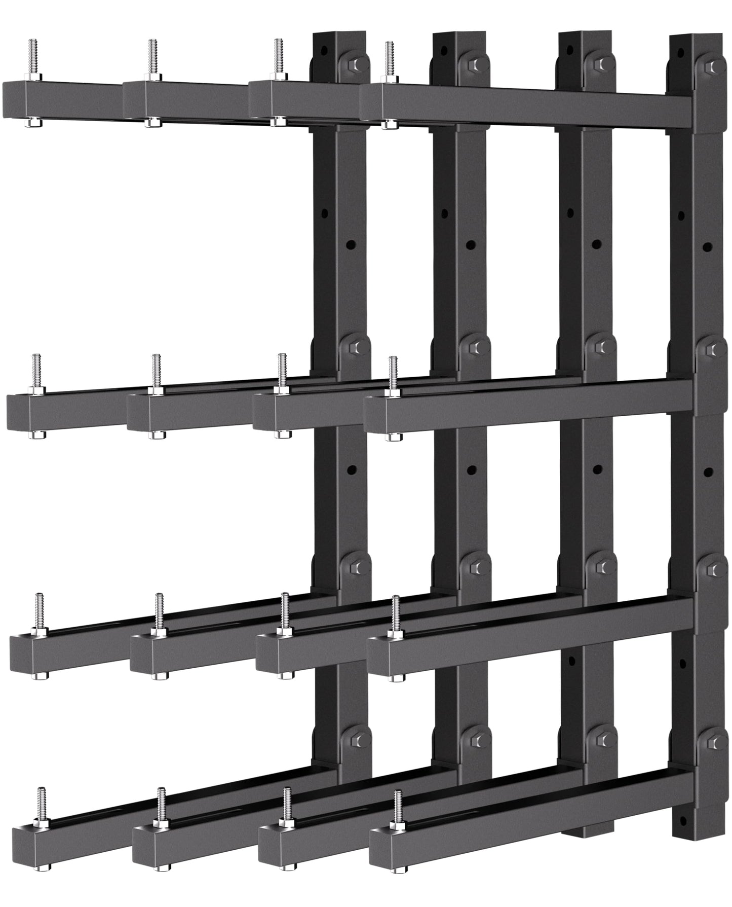 KOSEOO Lumber Storage Rack Wall Mount, Folding Wood Storage Racks Heavy Duty for Garage Metal Lumber Rack Indoor and Outdoor with 4-Level, 4 Pack, Black