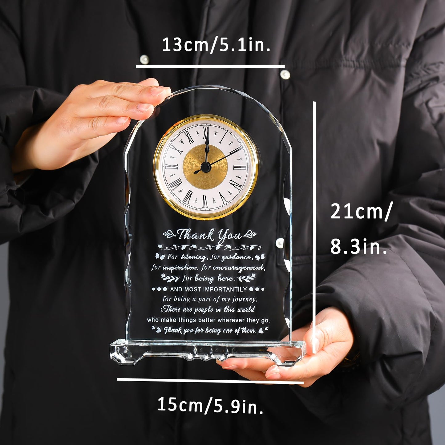 Ornalrist Thank You Gifts for Women Men, Crystal Clock Appreciation Gifts for Coworkers Friends Employee Teacher, Thank You Clock for Leader Colleague