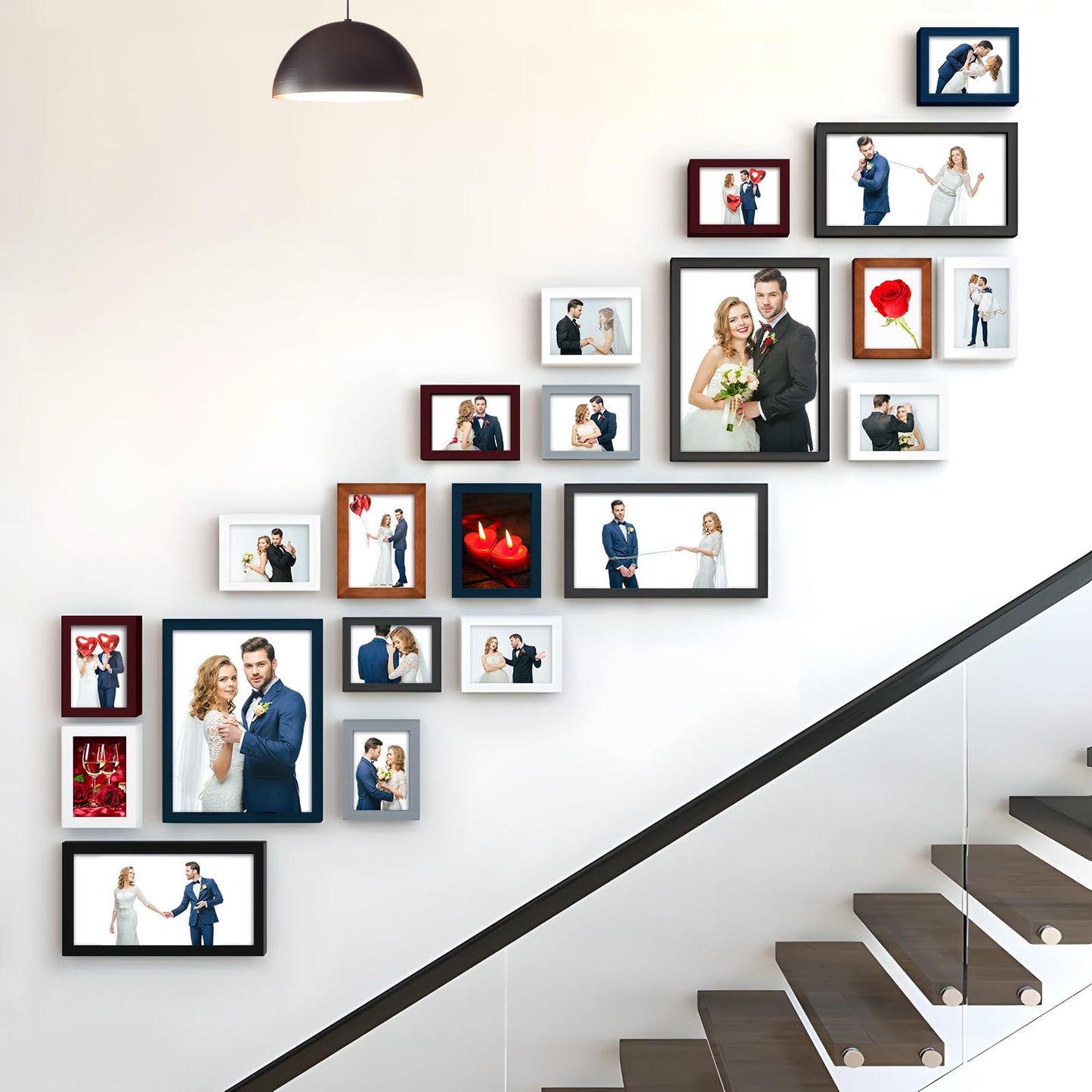 RPJC 5x7 Picture Frames Made of Solid Wood High Definition Glass for Table Top Display and Wall Mounting Photo Frame Black