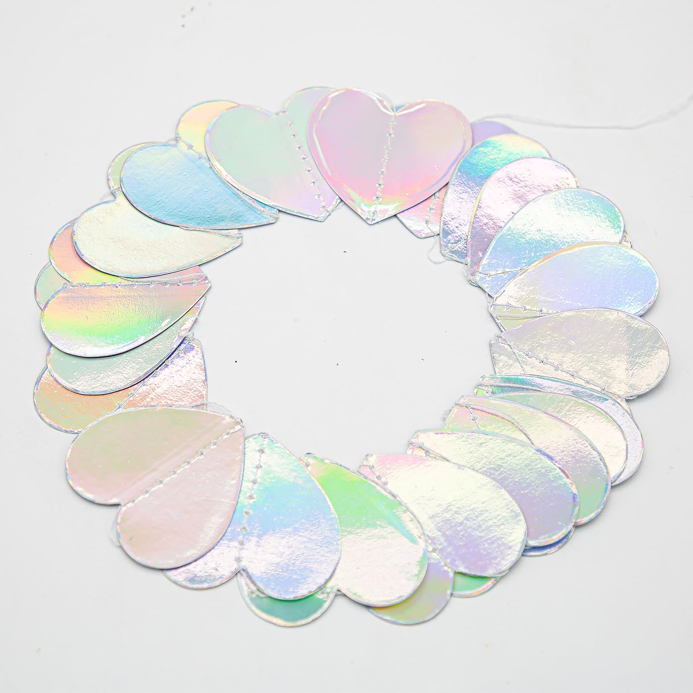 Iridescent Party Decorations - 52ft Paper Heart Garland Streamers Banner for Birthday Wedding Bachelorette Baby Shower Bridal Shower Engagement Valentines Day Hanging Decor HongTongTong
