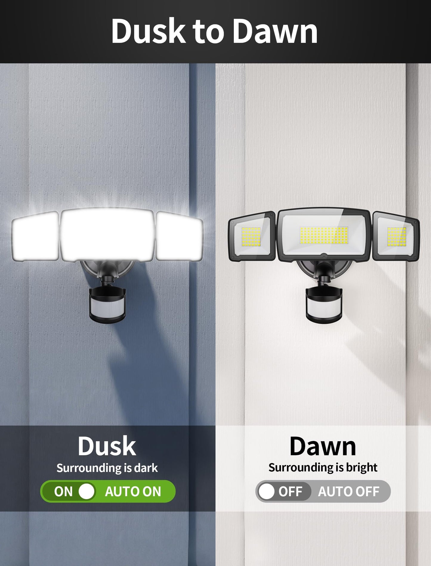 MAGAGUVU 100W LED Security Lights, 11000LM Hardwired Flood Lights with Remote Control, Motion Sensor Outdoor Lights, 3 Adjustable Heads, IP66 Waterproof, Dusk to Dawn Outdoor Lighting for Yard Garage