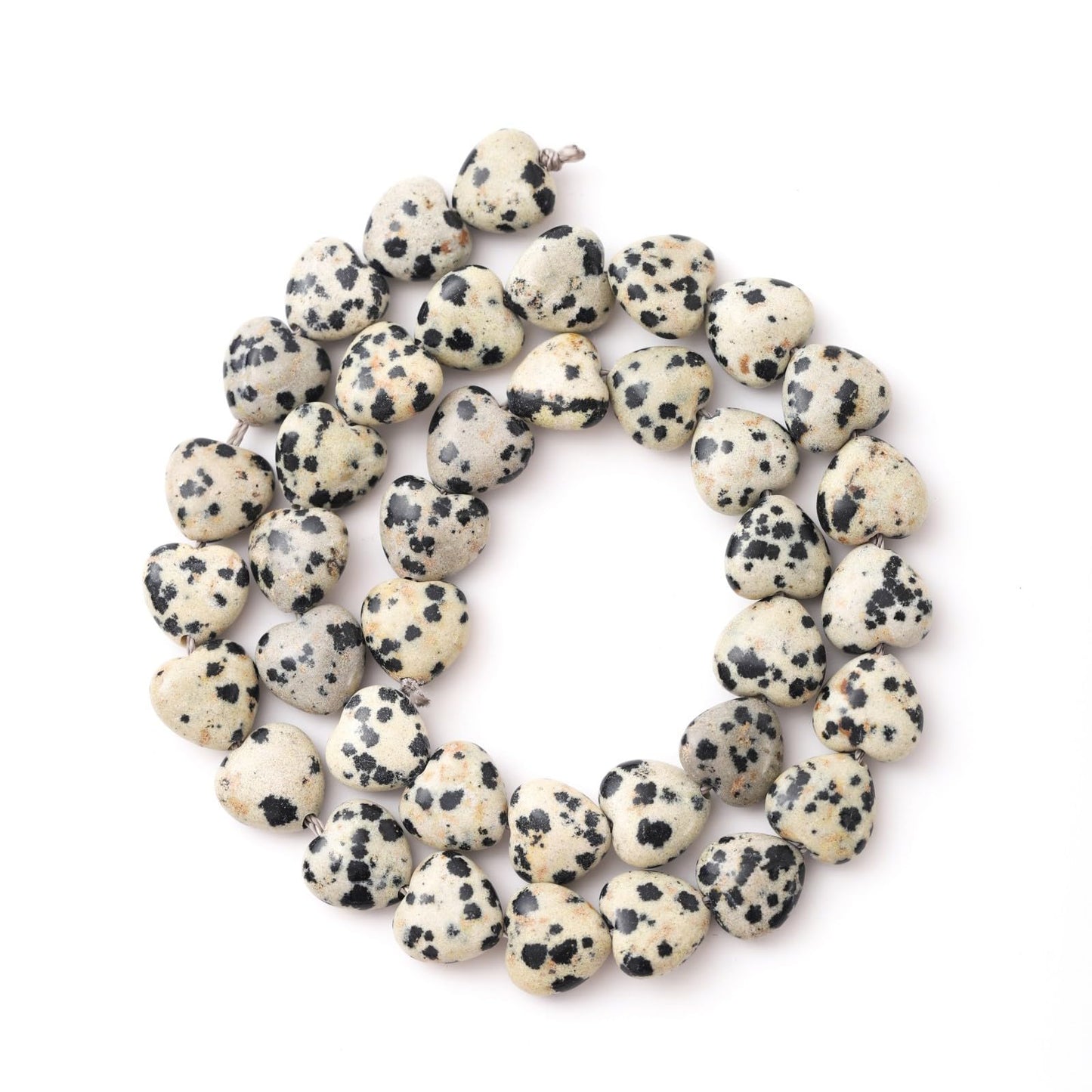 Natural Heart Shaped Dalmatian Stone Beads 10mm Loose Crystal Healing Beads for DIY Necklace Bracelet Making Gemstone Craft Supplies