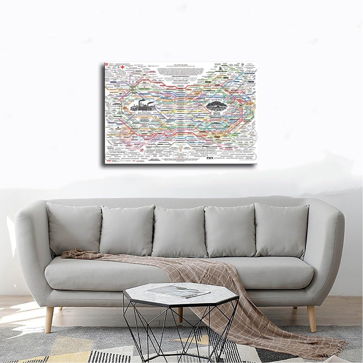 2Pcs - 2026 New Version Healing Web Poster, Eco-Friendly Fabric Canvas, Mental Health & Holistic Remedies Chart for Therapy Office Decor Unframed 12x18 Inch (30x45cm)