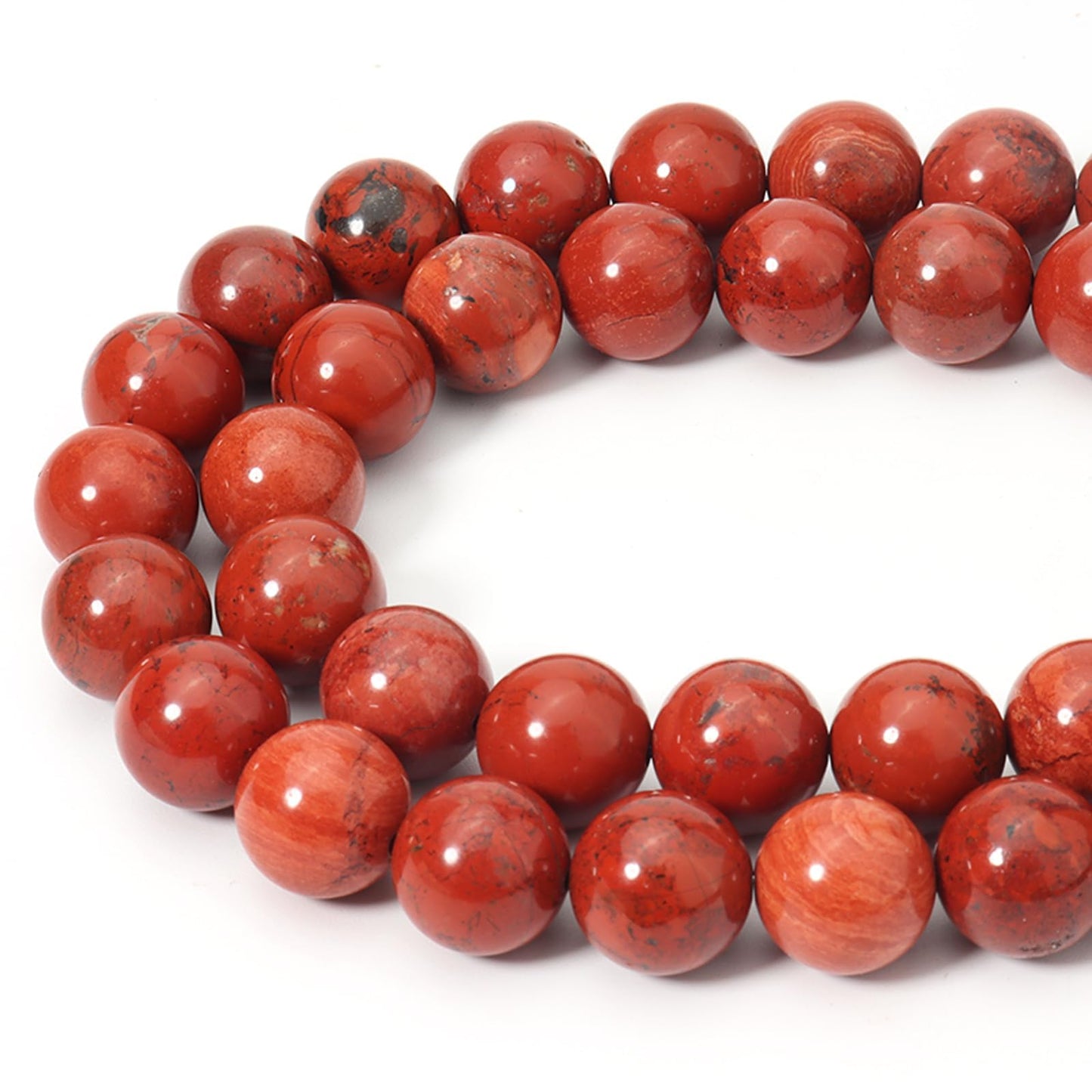 Siomia 60pcs 6mm Natural Red Jasper Gemstone Beads Energy Healing Crystal Round Loose Stone Beads for Jewelry Making, DIY Bracelets Necklaces