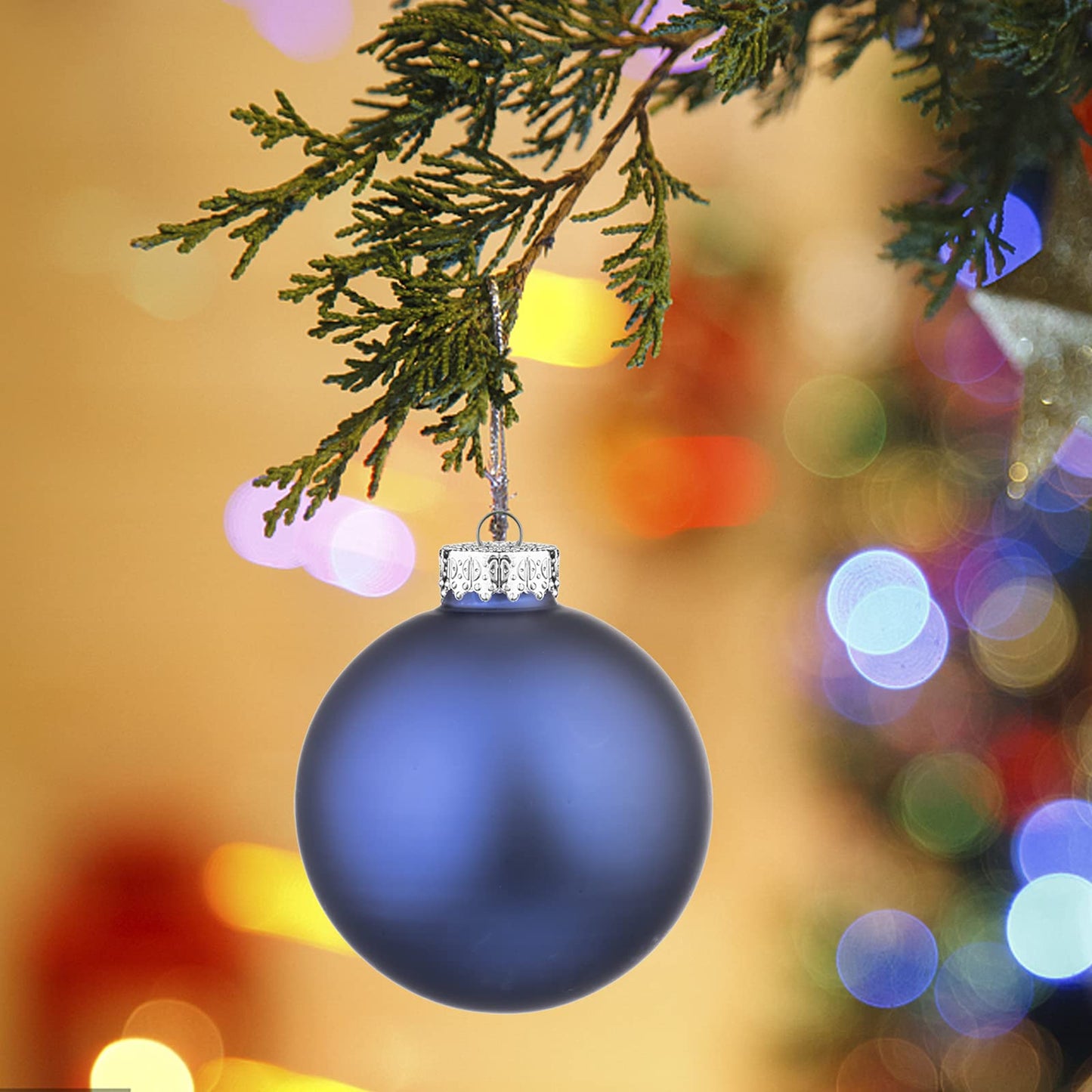 Amooca 2.64'' Christmas Glass Balls Decoration Festival Party Home Decors Holiday Xmas Tree Hanging Ornaments Set 10pc Dark Blue