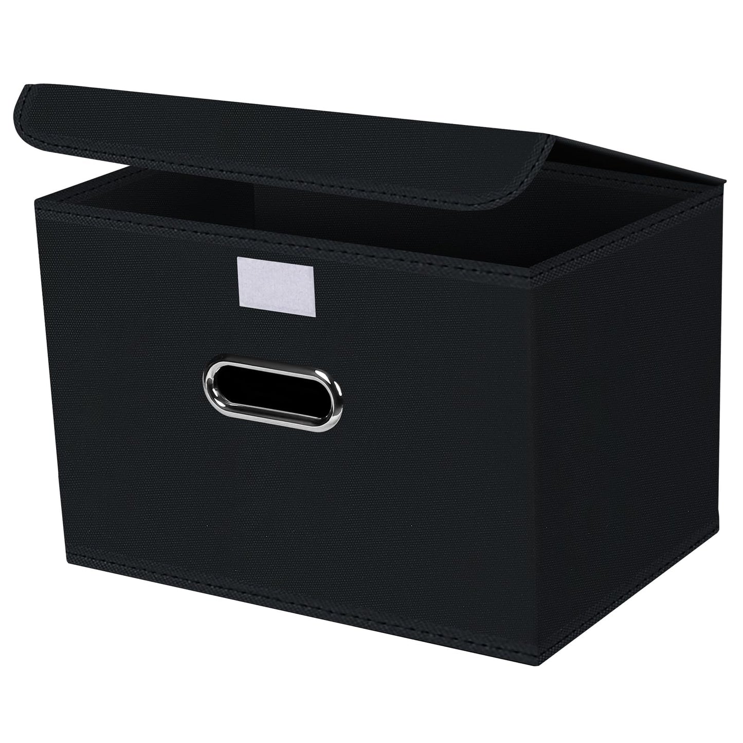 SEVENDOME 1-Pack Large Collapsible Storage Bins with Lids,Fabric Storage Cubes Organizer for Shelves,Closet,Nursery,Foldable Cube Storage Baskets with Handles,Home Boxes (14.9"x9.8",Black)