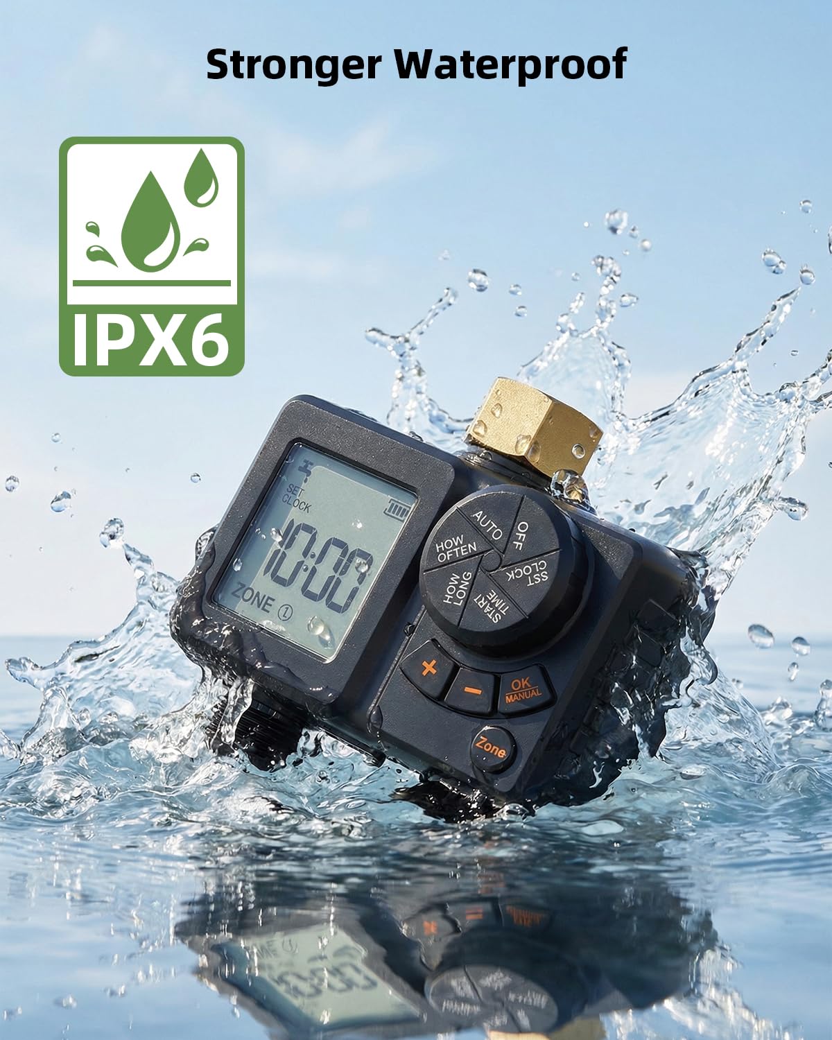 NTTYIECX Sprinkler Timer 2 Zone,Water Timer for Garden Hose with Lithium Battery ＆ Controller Brass Inlet, Delay/Manual/Automatic Watering Irrigation System for Yard, Lawn,Garden IPX6 Waterproof