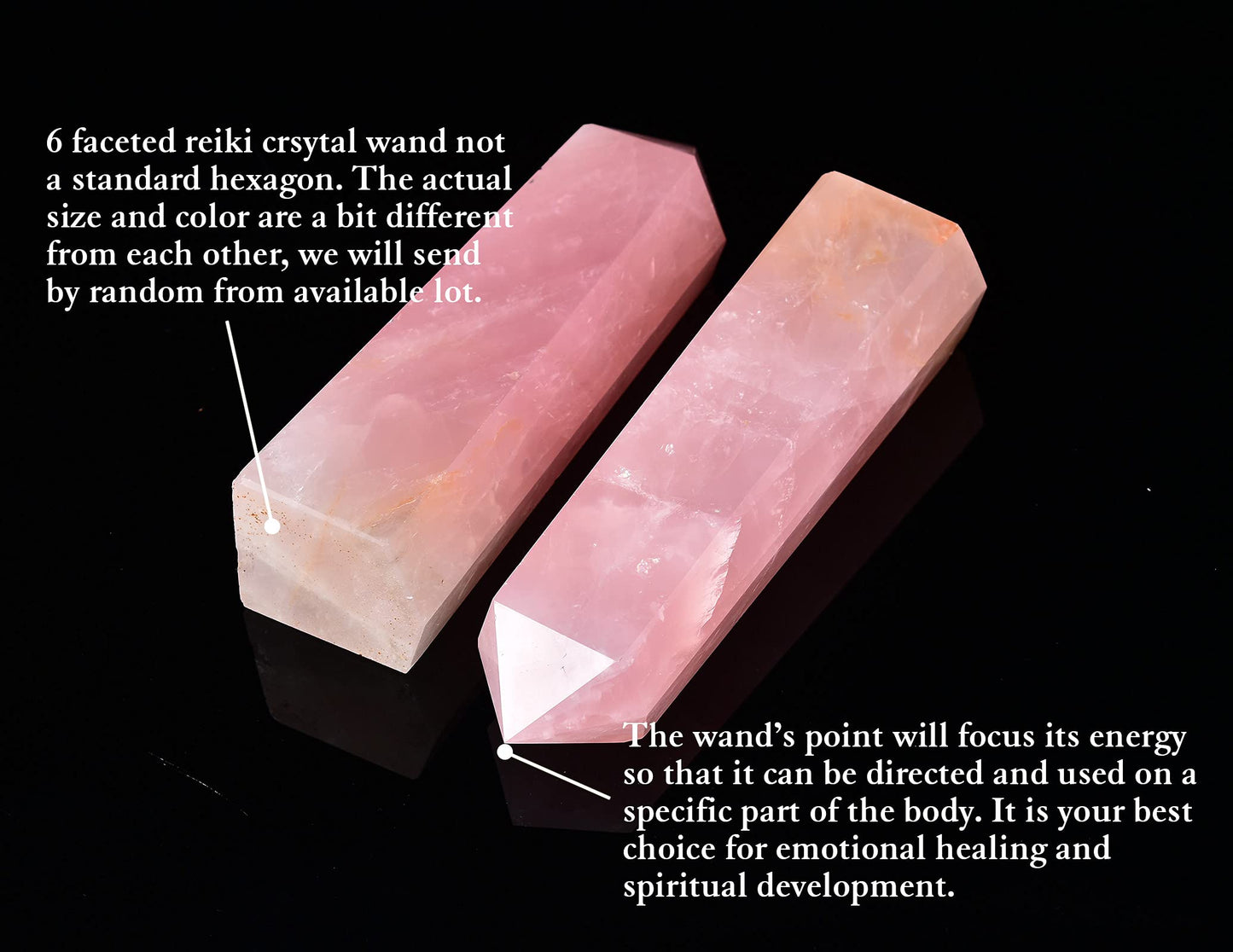 AMOYSTONE Rose Quartz Obelisk Tower Large Healing Crystal Wand Point 6 Faceted Reiki Chakra Meditation Therapy Pink 1.1-1.7 LBS