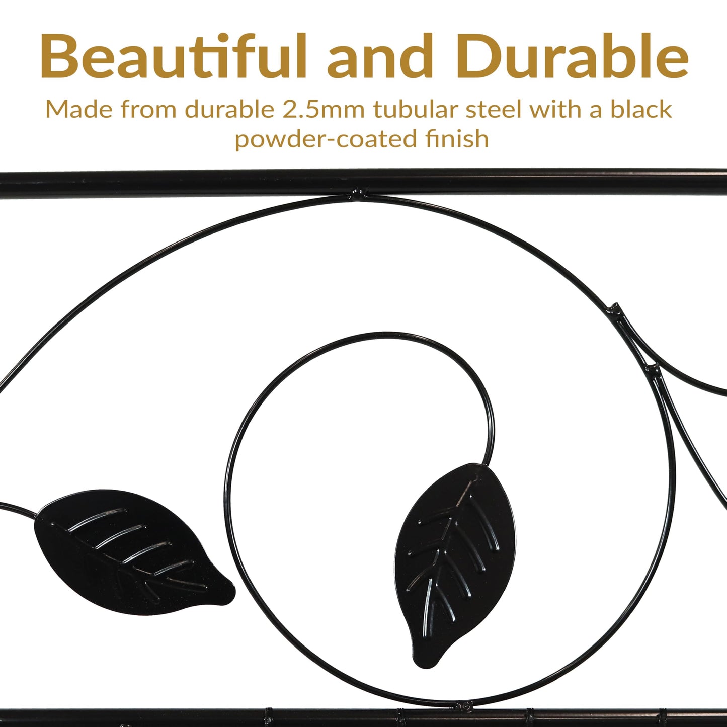 Sunnydaze Winding Vines 10-Foot 4-Piece Steel Decorative Garden Fence Panels - 30" W x 36" H Per Panel - Black