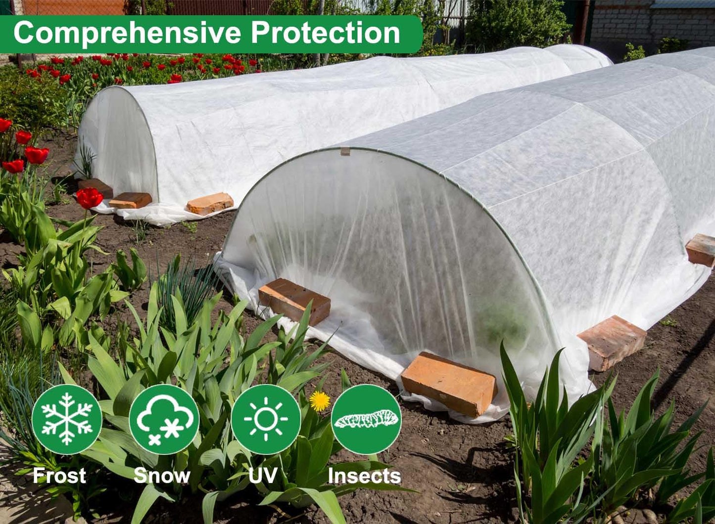 KLEWEE Plant Covers Freeze Protection 10 x 50 Ft, 1.05 oz/yd² Thicker Frost Cloth Plant Freeze Protection, Frost Blankets Covers for Outdoor Plants Winter Frost Protection, Garden Floating Row Covers