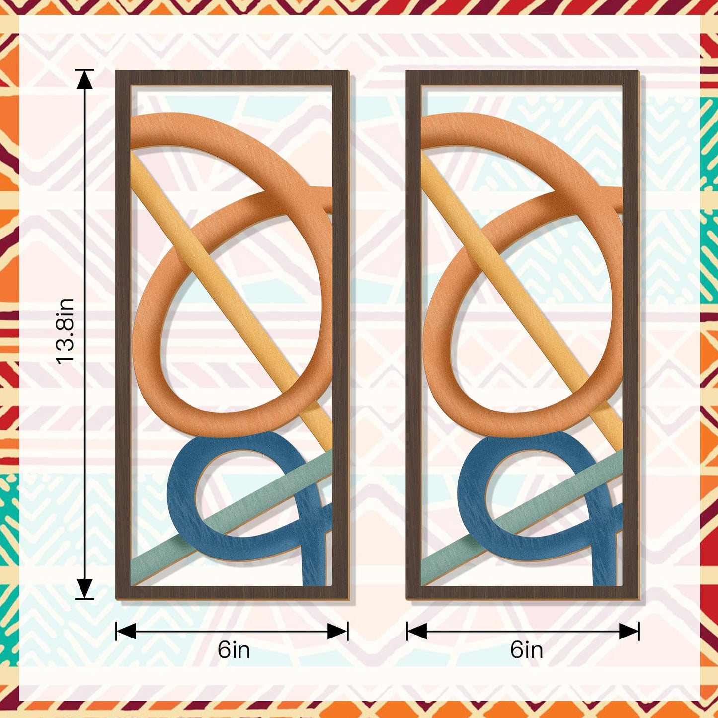 Zzbakress 2 Pcs Mid Century Modern Decor Wooden Geometric Wall Art Abstract Wall Decor Art Elegant Wall Decor for Home Living Room Bedroom