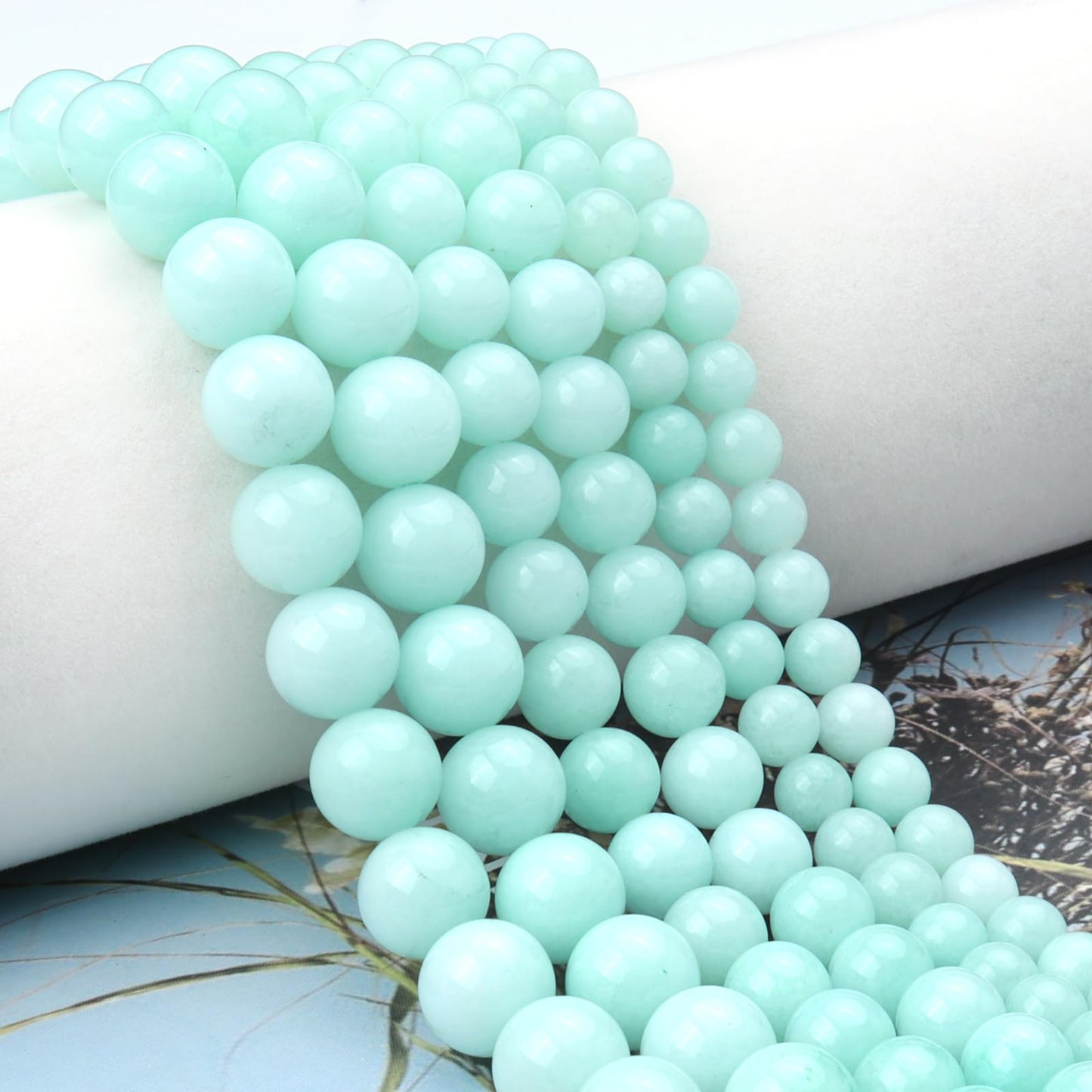 Siomia 45pcs 8mm Natural Amazonite Gemstone Beads Energy Healing Crystal Round Loose Stone Beads for Jewelry Making, DIY Bracelets Necklaces