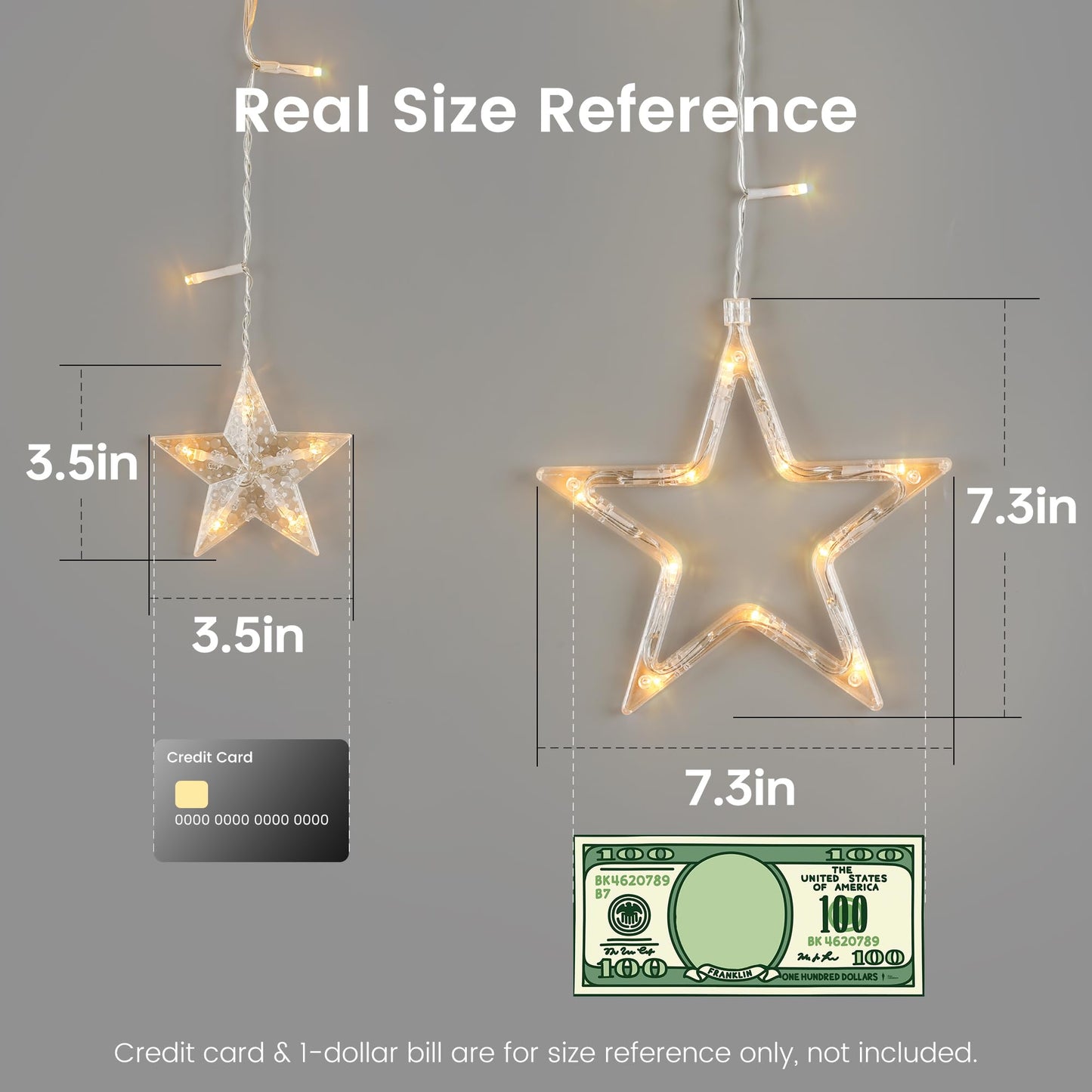 MYGOTO 126L Warm White Star Icicle Lights, 8.2FT Clear Curtain Fairy String with Connectable, Timer 8 Modes Memory, Waterproof Hanging for Christmas,Ramadan,Party,Wedding Indoor Outdoor Decorations
