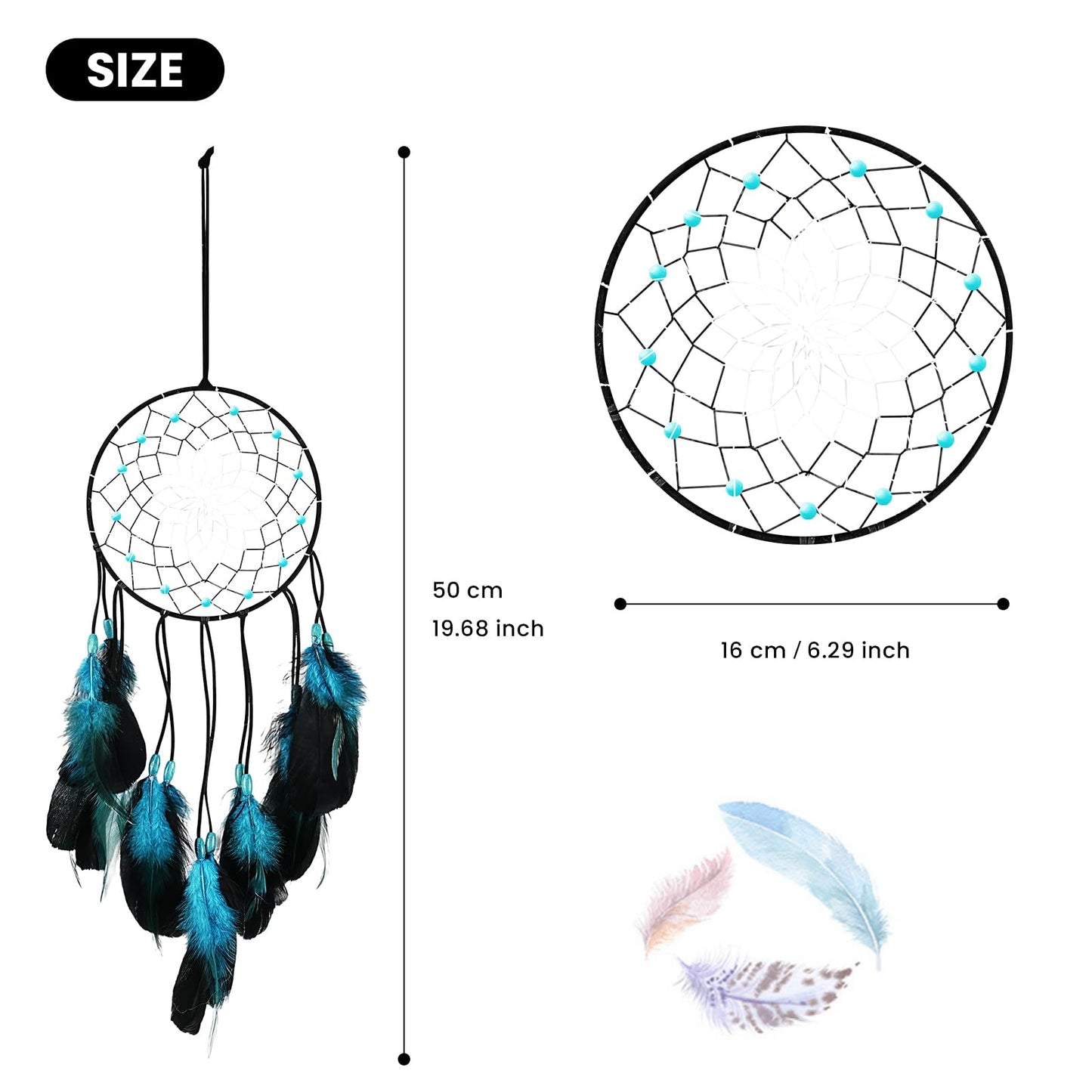 Dream Catchers Pendant Decorations, Handmade Dreamcatcher, Suitable for Living Room, Bedroom Ornament（Blue）