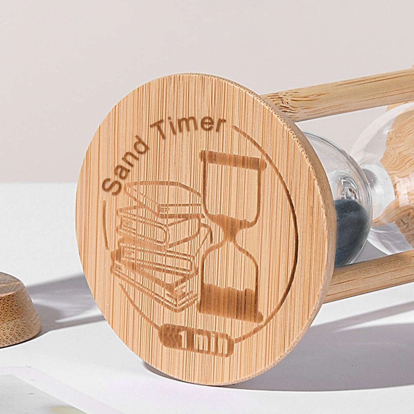 SuLiao Wooden Sand Timer 1 Minute Hourglass, Beech Sand Clock, Small Black Sand Watch 1 Min, Reloj De Arenai Hour Glass Sandglass for Home Office Wedding Decorative Game Classroom
