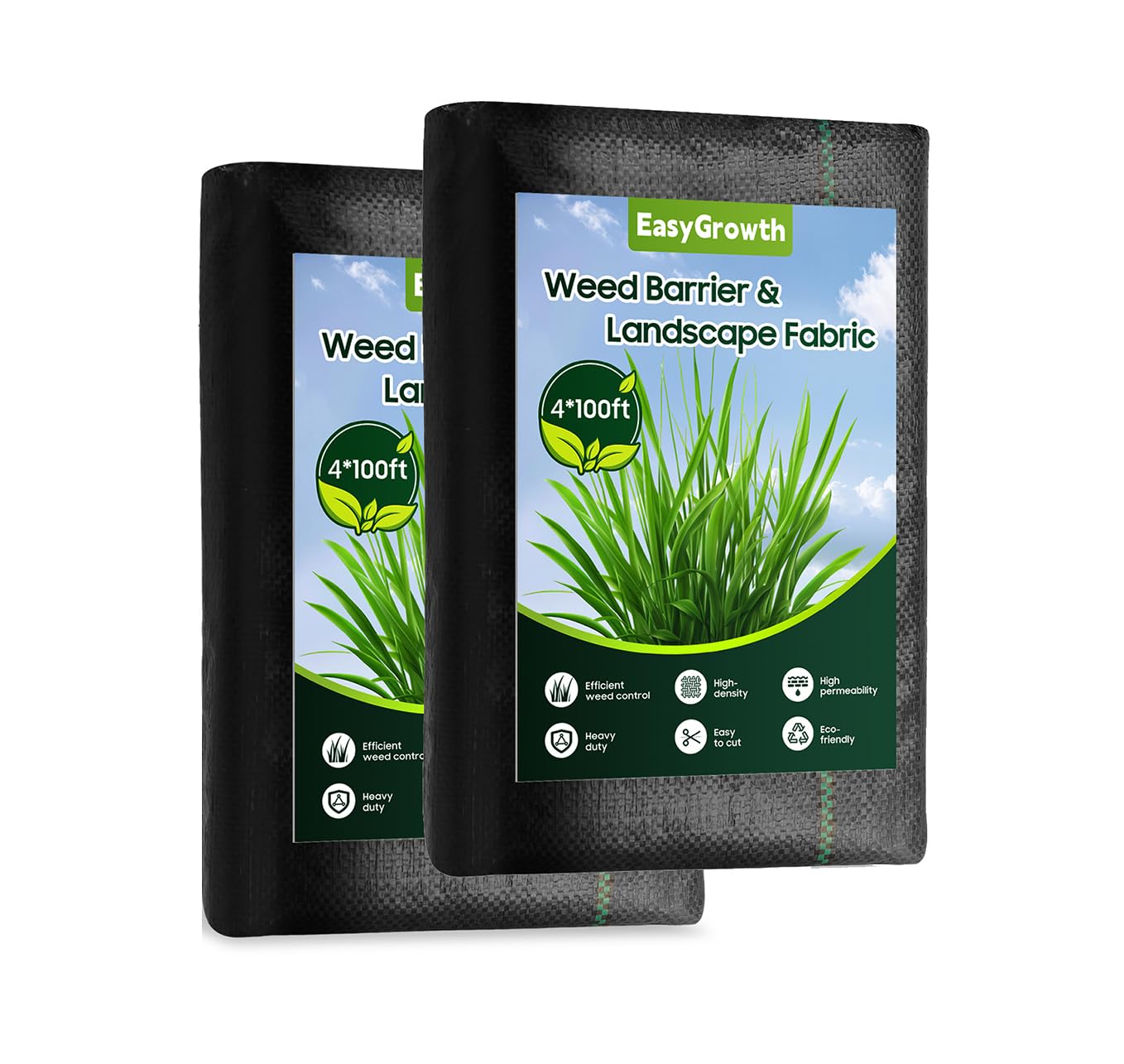 EasyGrowth Weed Barrier Landscape Fabric, Heavy Duty Polypropylene, Black, 3x100 Feet, Water Permeable, Tear-Resistant for Gardening (4FT × 100FT)